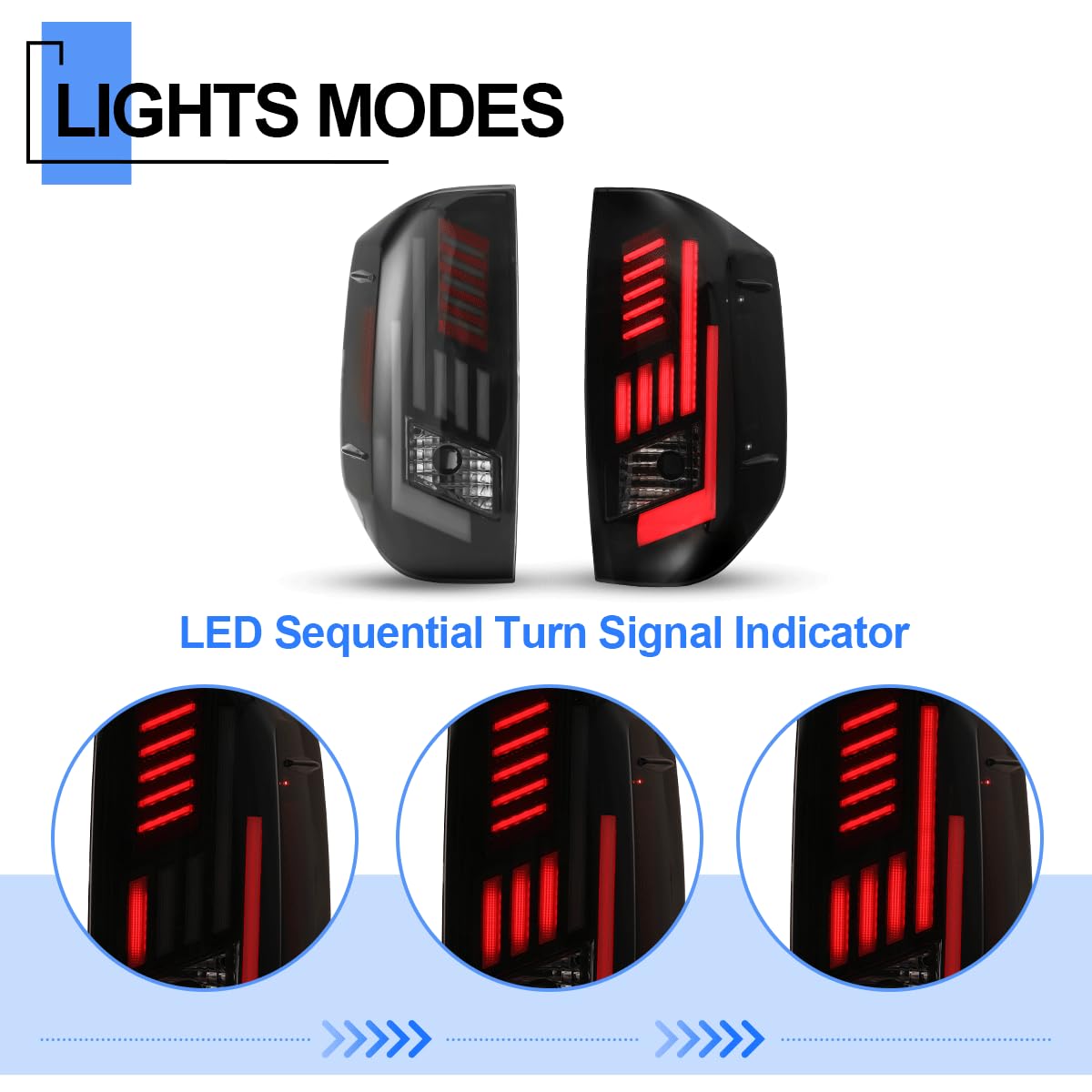 2014-2021 Toyota Tundra LED Tail Lights Assembly - Sequential Turn Signals, DRL & Brake Lights - Smoke Lens Replacement for Pickup Truck (Passenger & Driver Side) - Perfect for Night Driving & Enhanced Safety
