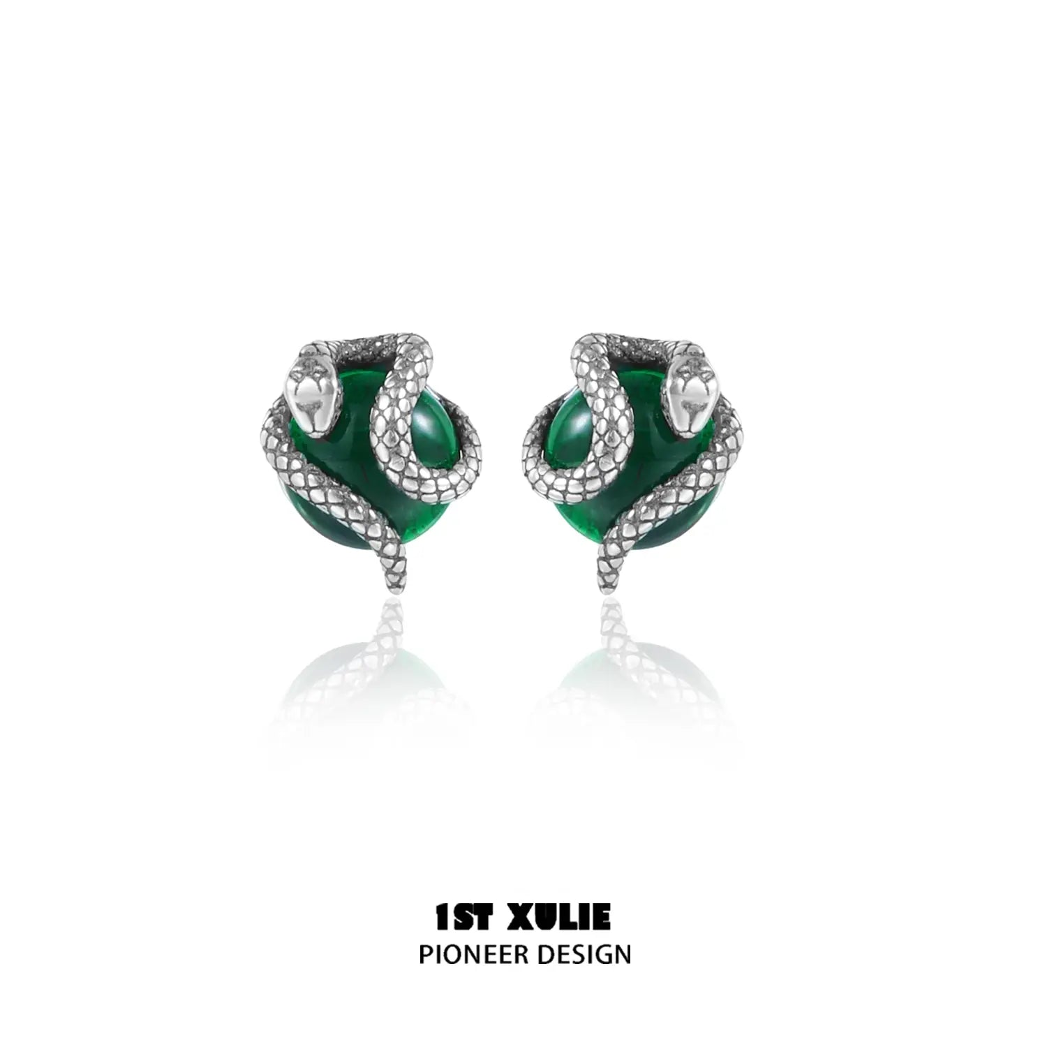 A pair of green earrings