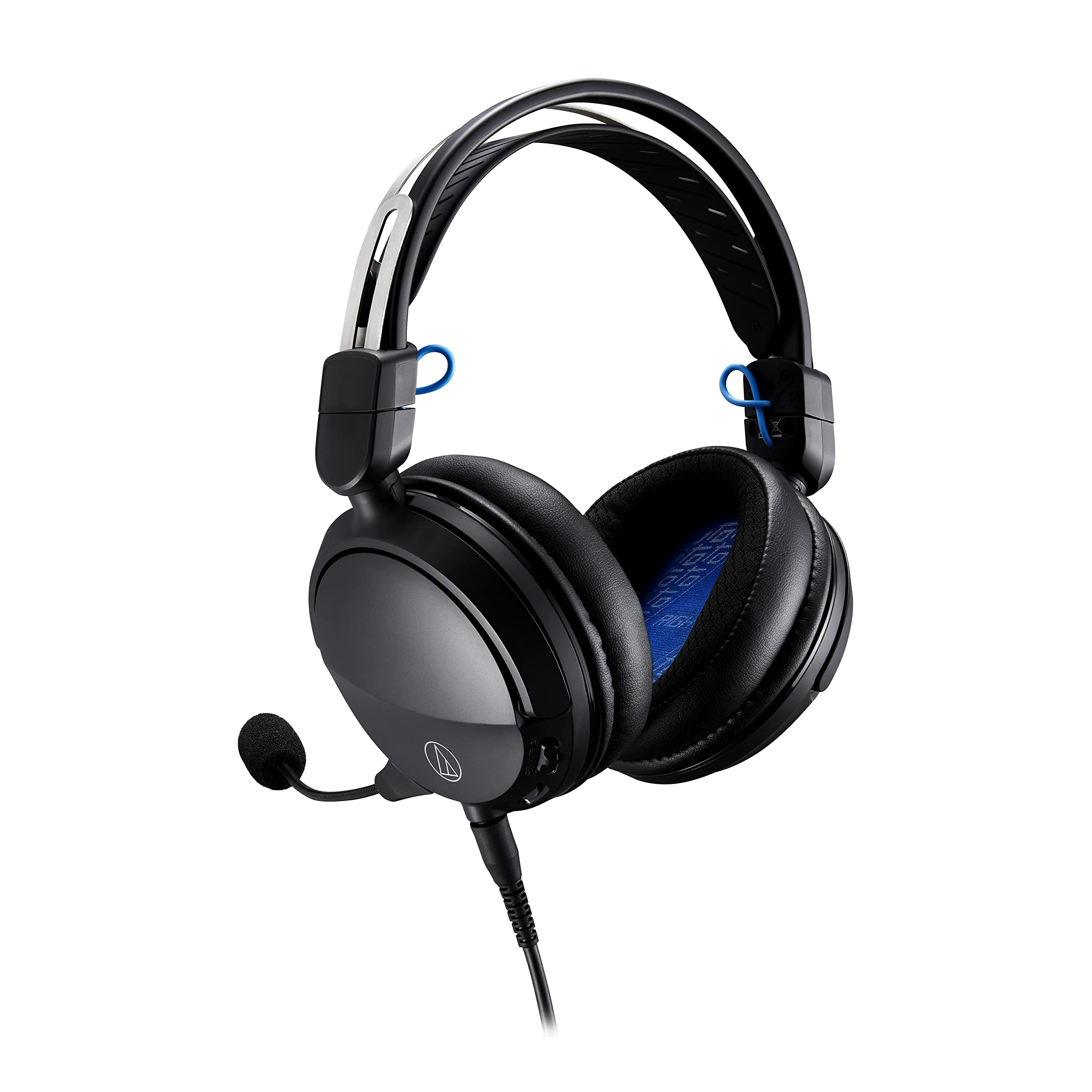 Audio-Technica ATH-GL3BK Closed-Back Wired Gaming Headset with Boom Mic - Black/Blue | Noise Isolation | Comfortable Memory Foam Ear Pads | PC, PS4, PS5, Xbox, Nintendo Switch | Includes 1 Year Extended Warranty (2022 Model) | Perfect for Competitive Gaming & Long Streaming Sessions