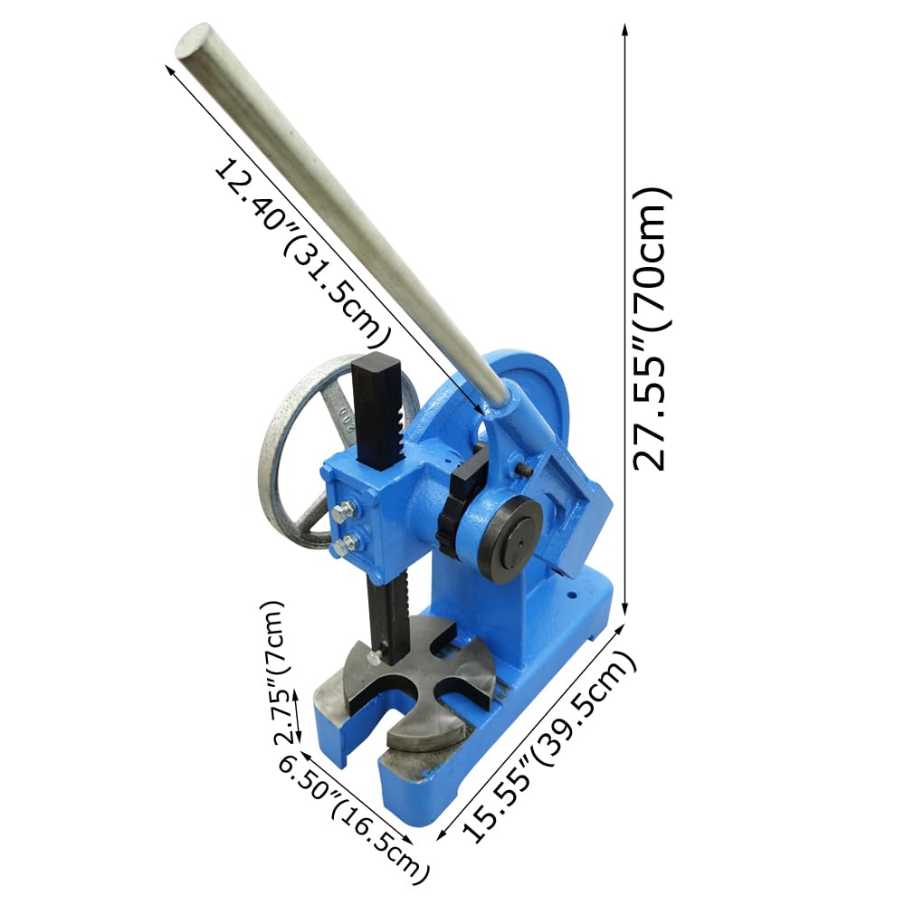 2 Ton Manual Arbor Press - Cast Iron Desktop Ratcheting Press Machine with 8.46