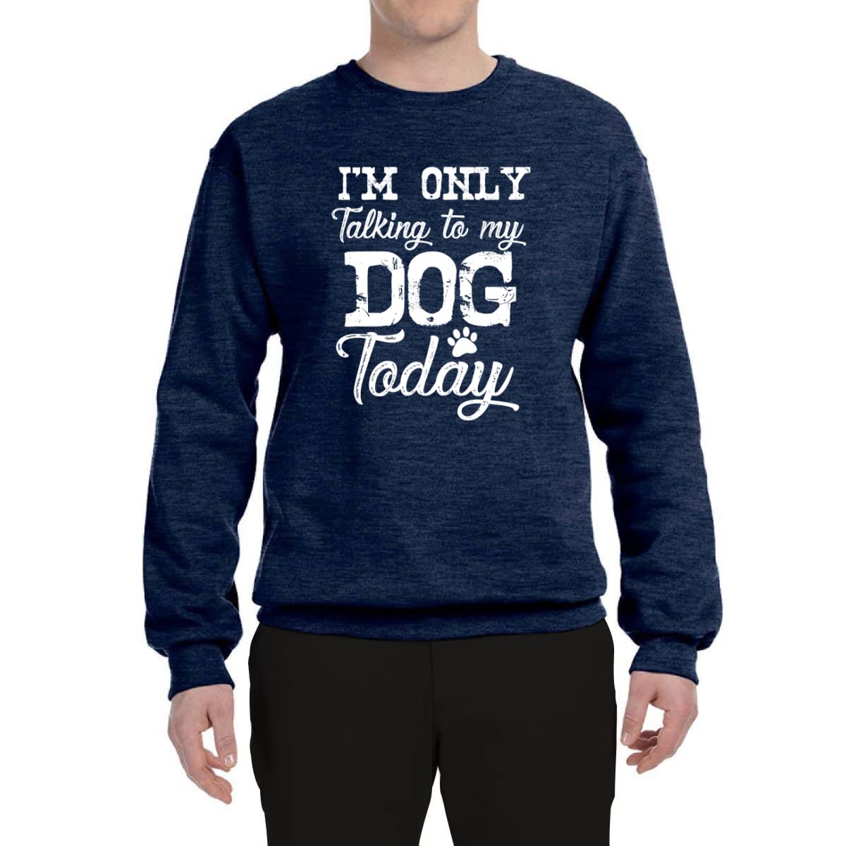 Wild Bobby 'I'm Only Talking to My Dog Today' Funny Dog Lover Unisex Crewneck Graphic Sweatshirt | Cute Casual Outfit for Dog Owners, Pet Lovers Gift, Cozy Lounge Wear
