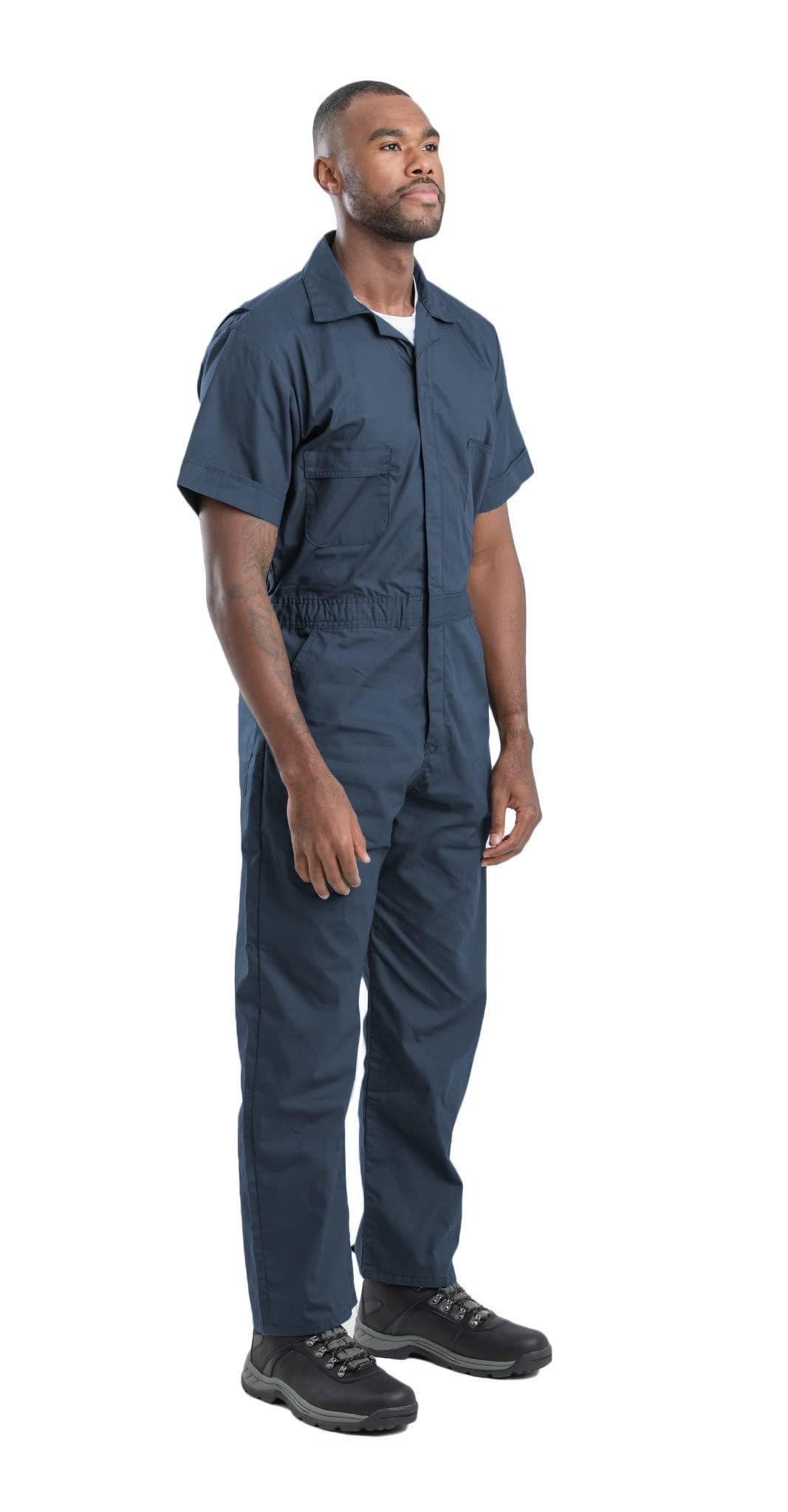Berne Men's Big & Tall Poplin Short Sleeve Coverall Work Jumpsuit - Durable Lightweight Workwear for Mechanics, Farmers & Outdoor Labor