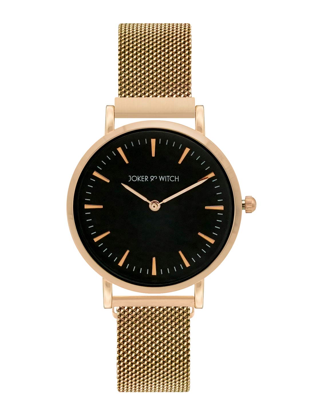 Joker & Witch Stainless Steel Couple Watches for Men & Women - Black Dial Rose Gold Analog Wristwatch - Perfect for Anniversary Gifts, Valentine's Day & Couple Matching Outfits