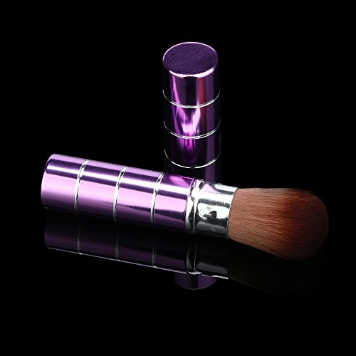 Metal Makeup Brush Set - Cheek & Hair Brush for Easy Blending (Purple)