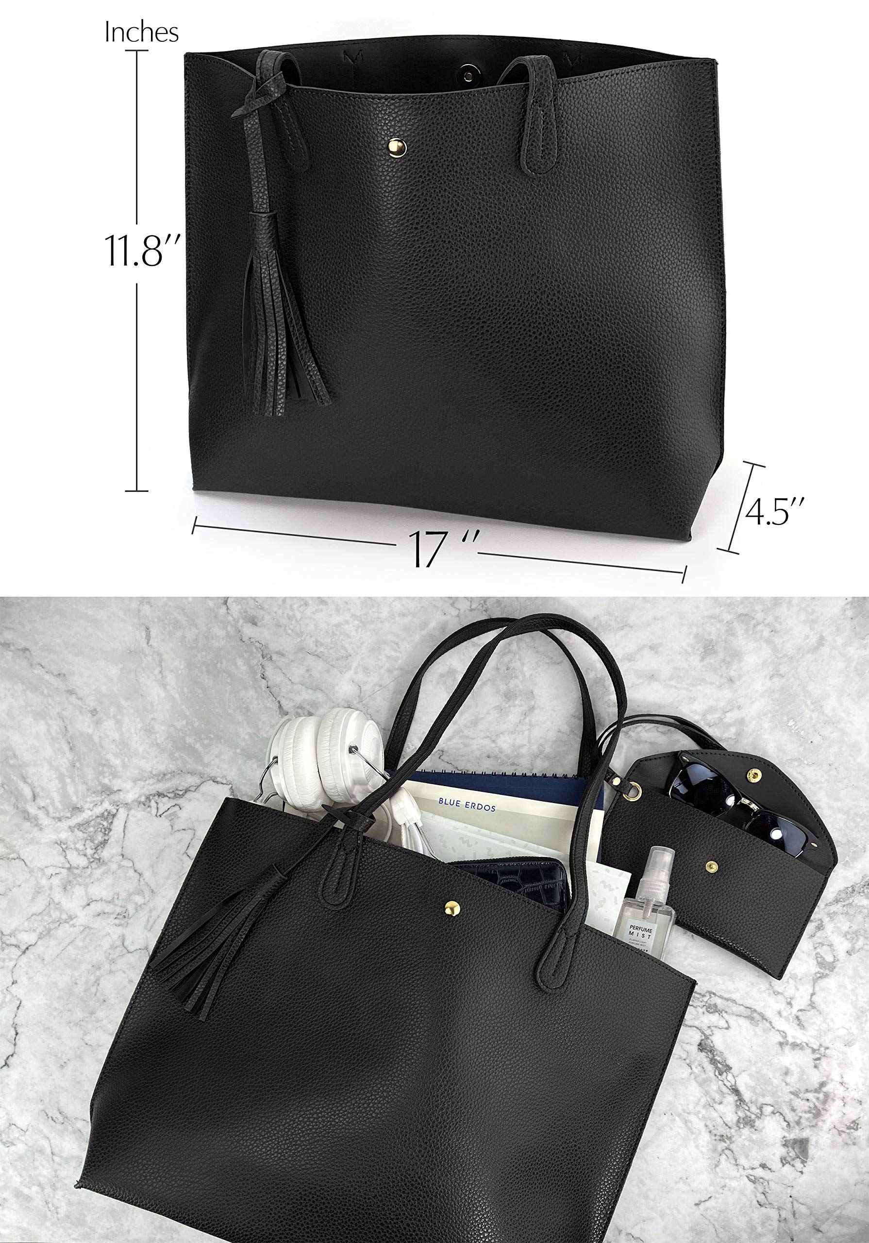 Stylish Minimalist Pebbled Faux Leather Tote Bag for Women - Perfect for Work, Travel & Everyday Use