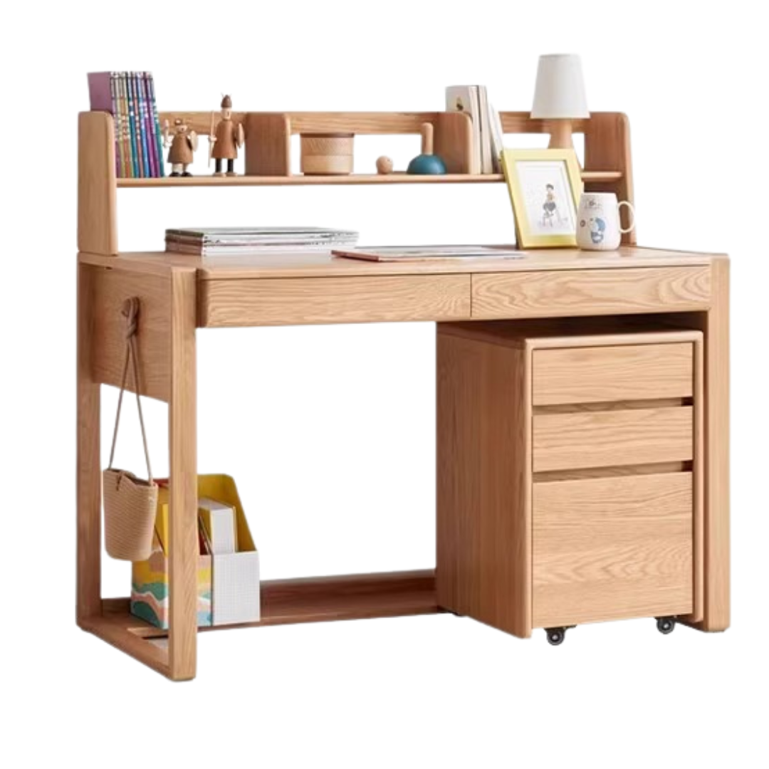 Premium Beech & Oak Solid Wood Kids Study Desk - Ergonomic Children's Writing Table for Homework & Crafts - Perfect for Bedroom, Homeschool & Montessori Learning