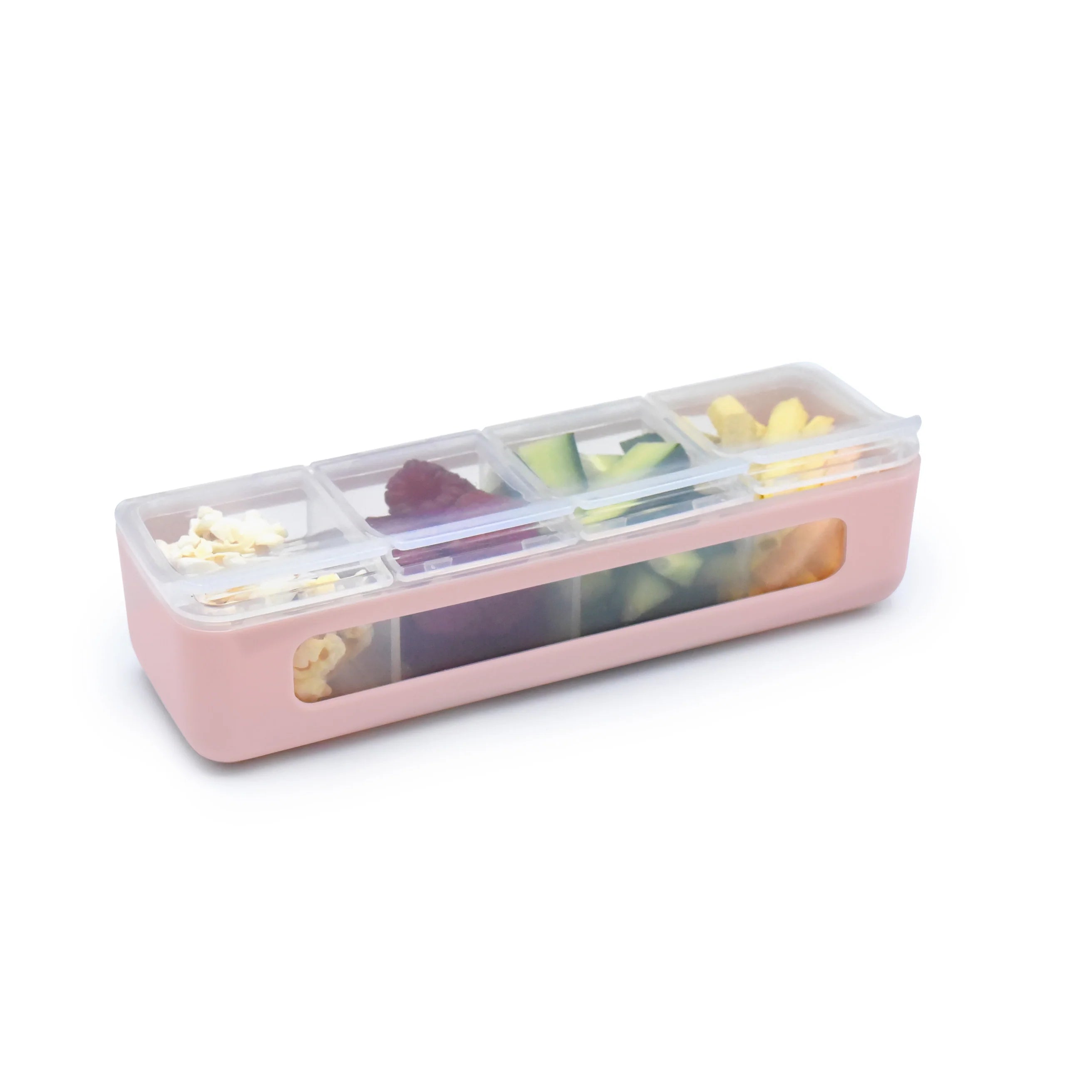 Melii Luxe Snackle Box - 4 Compartment Bento Lunch Box with Lid, Pink Aesthetic Food Storage Container for Office, School, Picnics & Meal Prep