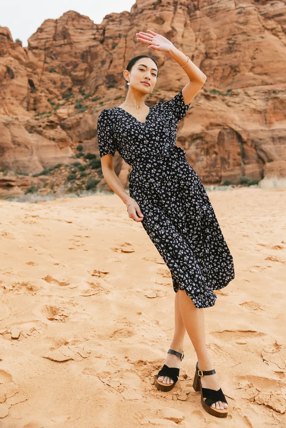 Meara Floral Print Summer Dress for Women - Elegant Boho Maxi Dress with Pockets | Perfect for Beach Vacation, Wedding Guest, or Casual Outings