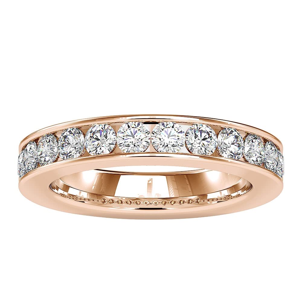 1.50 CT Round Cut Moissanite Half Eternity Ring for Women - 14K Solid Gold Stackable Wedding Band, Certified Moissanite Engagement Ring - Perfect for Anniversary, Proposal & Everyday Elegance