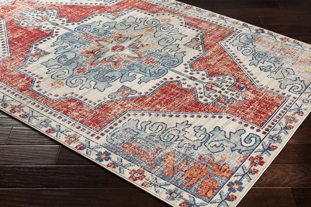 Mark&Day Henry Traditional Bright Red 9x13 Area Rug - Non-Slip Red Black Carpet for Living Room, Bedroom, Kitchen - Perfect for Home Decor & High Traffic Areas (9' x 12'9