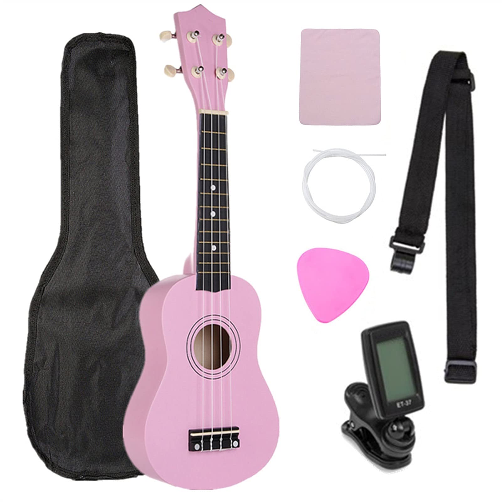 **21 Inch Soprano Ukulele for Kids & Beginners - 4 String Wooden Hawaiian Mini Guitar with Tuner - Perfect Musical Gift for Children, Birthday & Christmas (Ukulele Accessories Included)**    *(Great for Learning Music, Family Gatherings, Beach Parties & Travel!)*