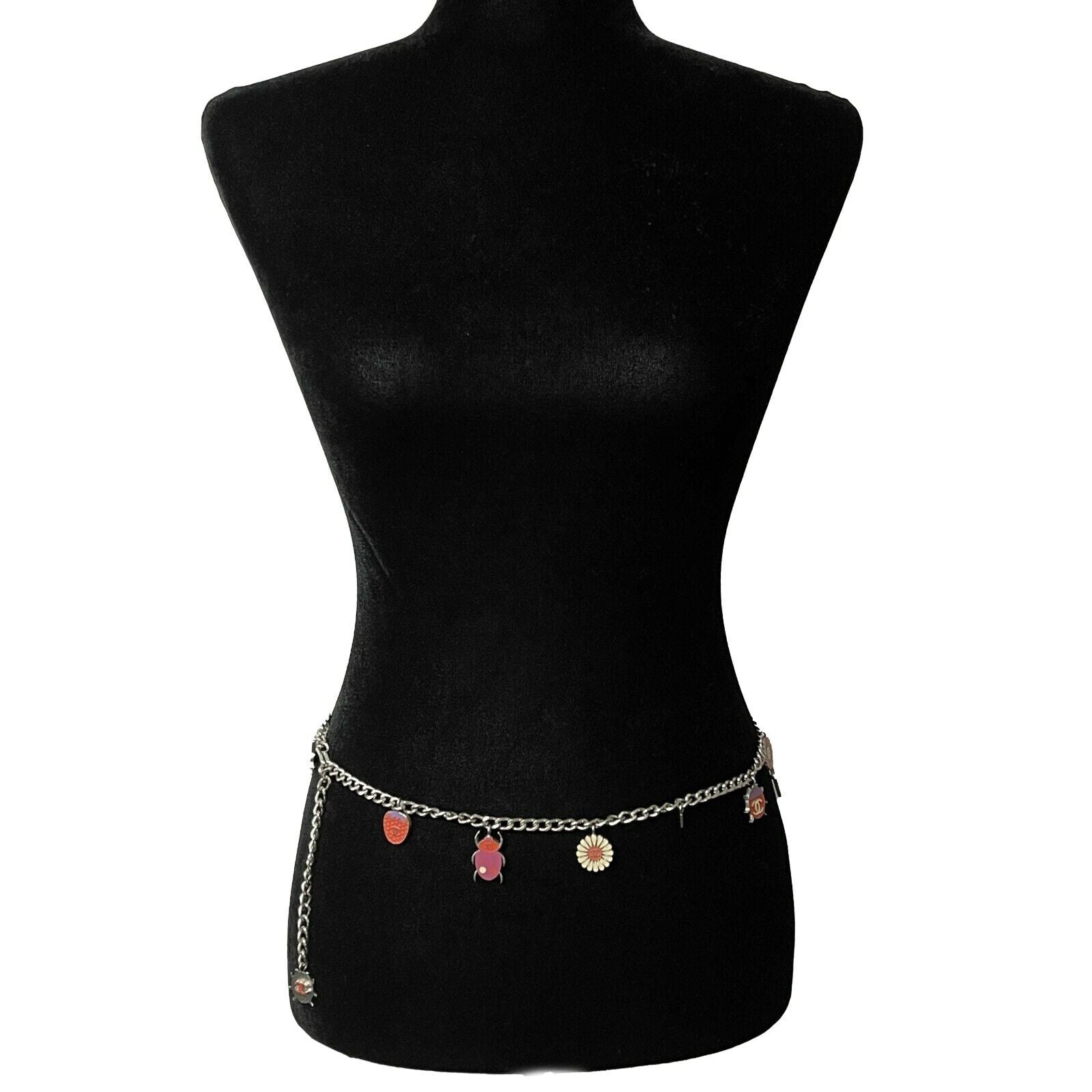 CHANEL Ladybug CC Necklace & Belt Set - Garden Flower Charms 04P Silver | Elegant Jewelry for Women, Perfect Gift for Valentine's Day & Special Occasions