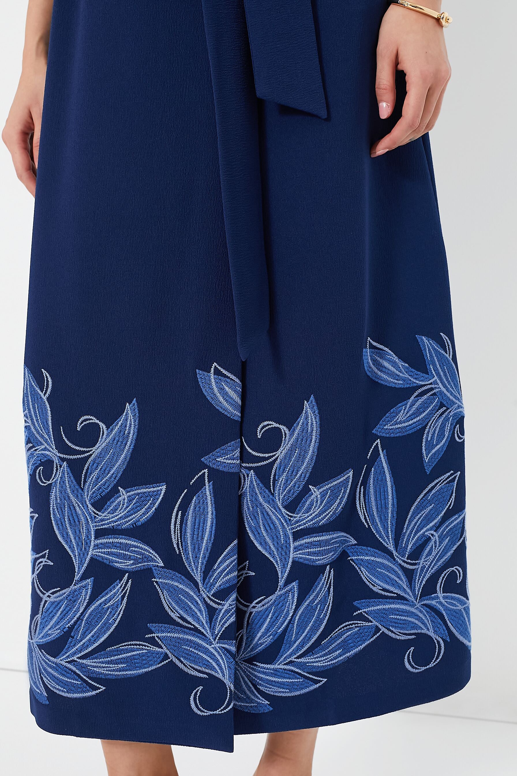 Blue Leaves Noemi Dress - Elegant Floral Print Summer Dress for Women | Perfect for Beach Vacations, Weddings & Casual Outings