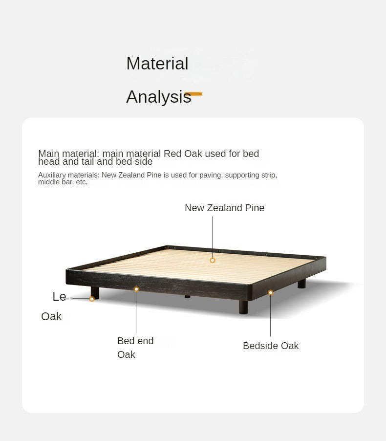 Solid Oak Wood Floating Platform Bed - No Headboard, Black Finish with LED Lights - Perfect for Modern Bedroom & Minimalist Home Decor