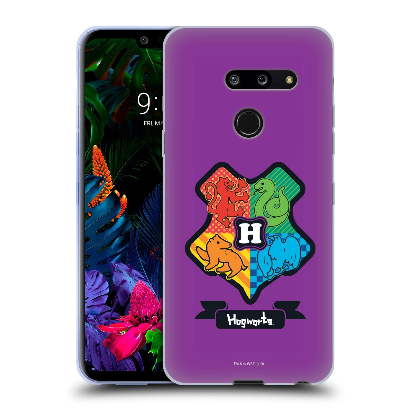 Head Case Designs Officially Licensed Harry Potter Hogwarts Crest Deathly Hallows Soft Gel Case for LG G8 ThinQ - Perfect for Fans, School, Work & Travel