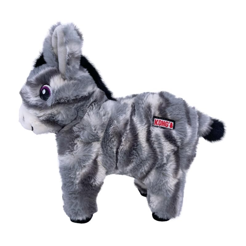KONG Low Stuff Stripes Plush Dog Toy - Durable Chew Toy for Small, Medium & Large Dogs (Donkey Design) - Perfect for Playtime, Training & Anxiety Relief