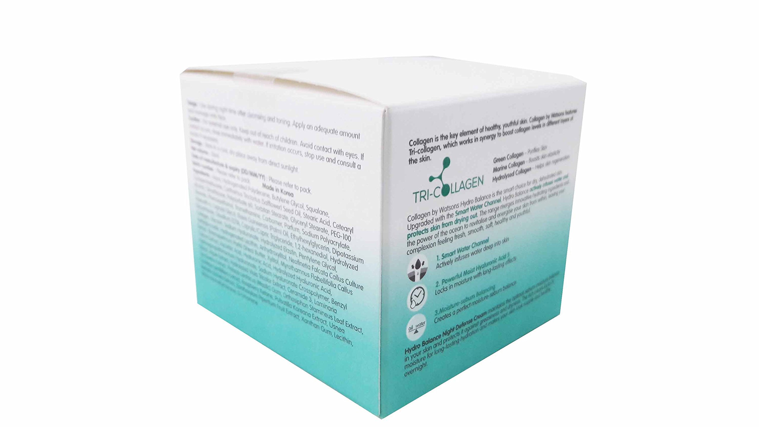 Watsons Collagen Hydro Balance Night Defense Cream - Hydrates & Protects Skin from Dryness & Greasiness, 50ml | Perfect for Overnight Skin Repair & Anti-Aging Routine