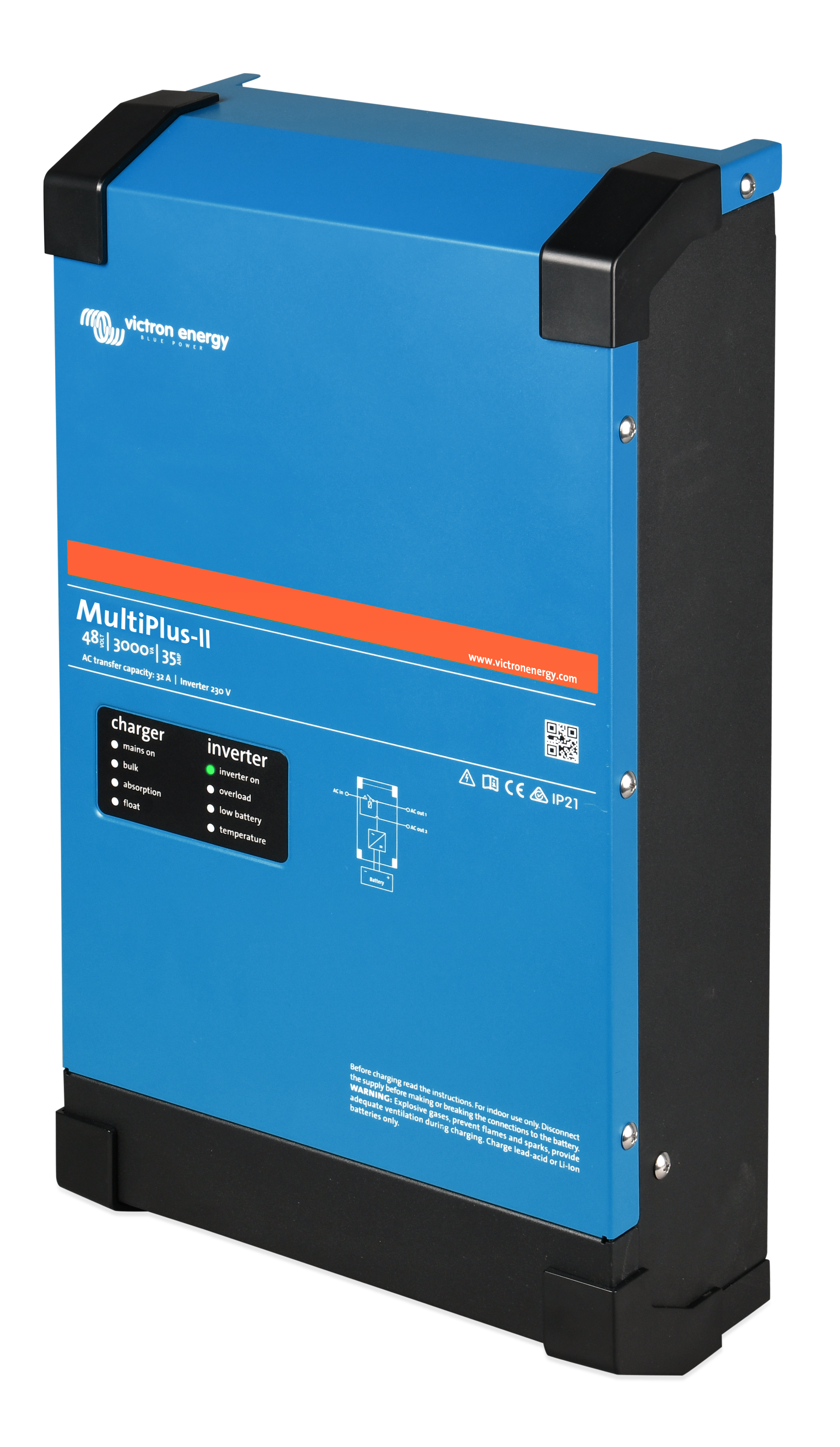 Victron Energy MultiPlus II 48V 3000VA 35A Inverter/Charger | 120V Output | UL Certified (PMP482305102) | Perfect for Off-Grid Solar Systems & RV Power Backup