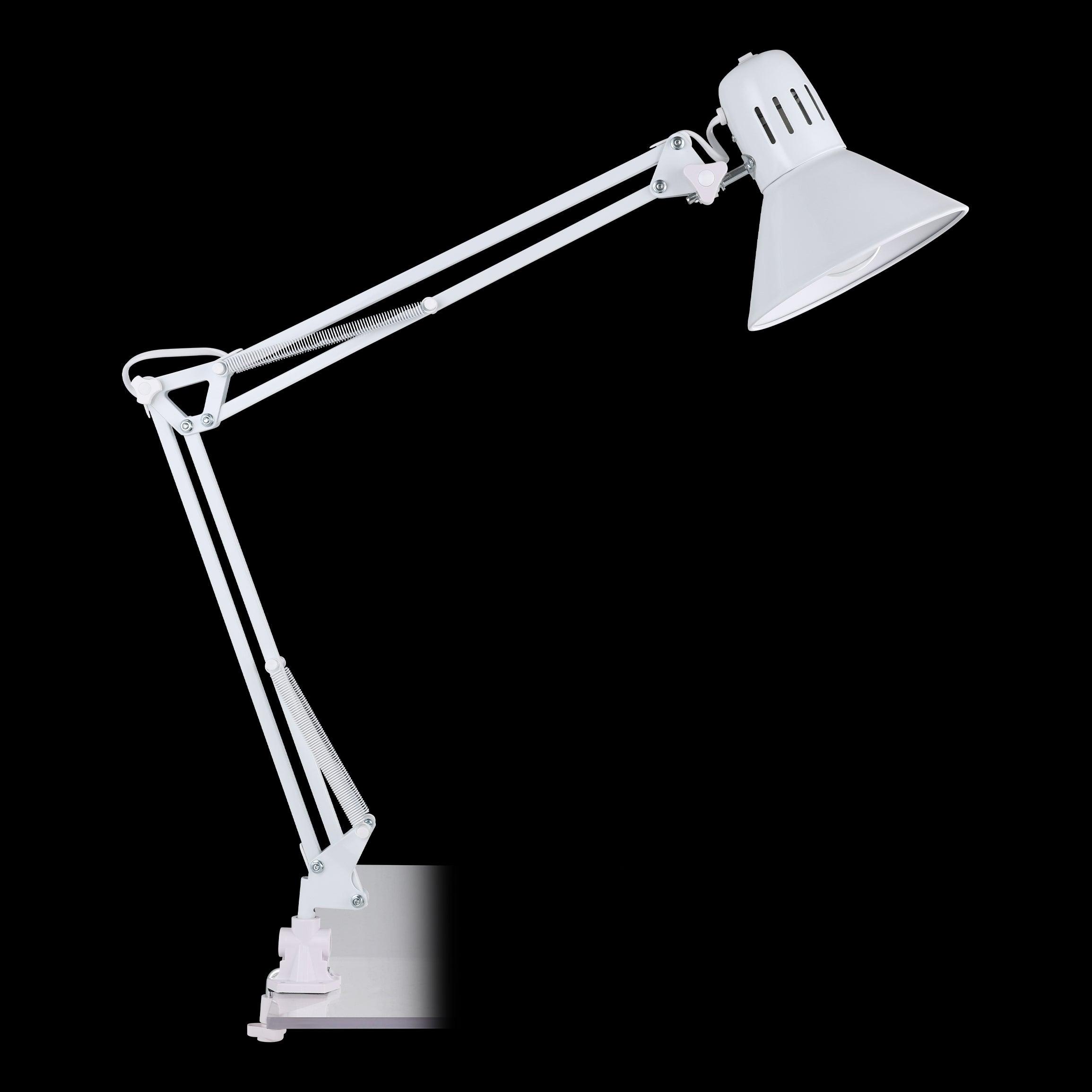 Eglo Firmo Adjustable Clip-On Table Lamp - White LED Desk Light for Reading, Studying & Office Workspace