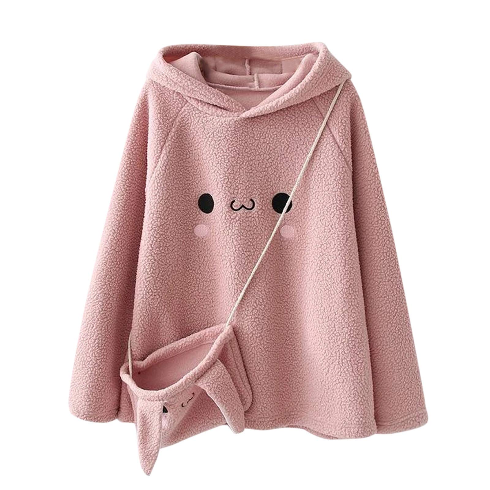 Women's Crossbody Sweatshirt Hoodie with Embroidery - Casual Tunic Blouse & Matching Bag Set for Everyday Wear, Travel, and Outdoor Activities