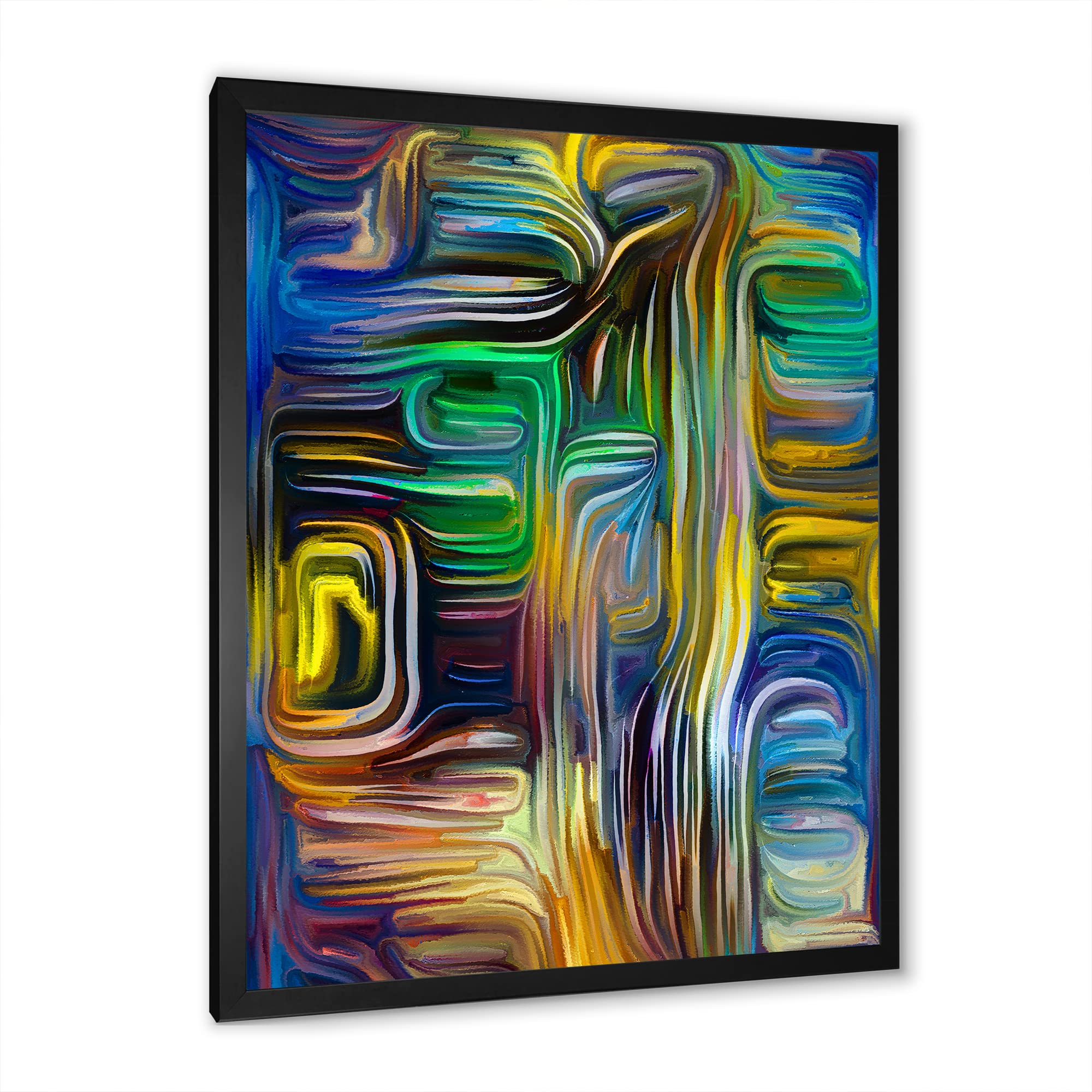 DesignQ Colour Fusion VI Modern Framed Wall Art - Abstract Canvas Painting for Living Room, Bedroom & Office Decor | Ready to Hang Home Wall Decorations