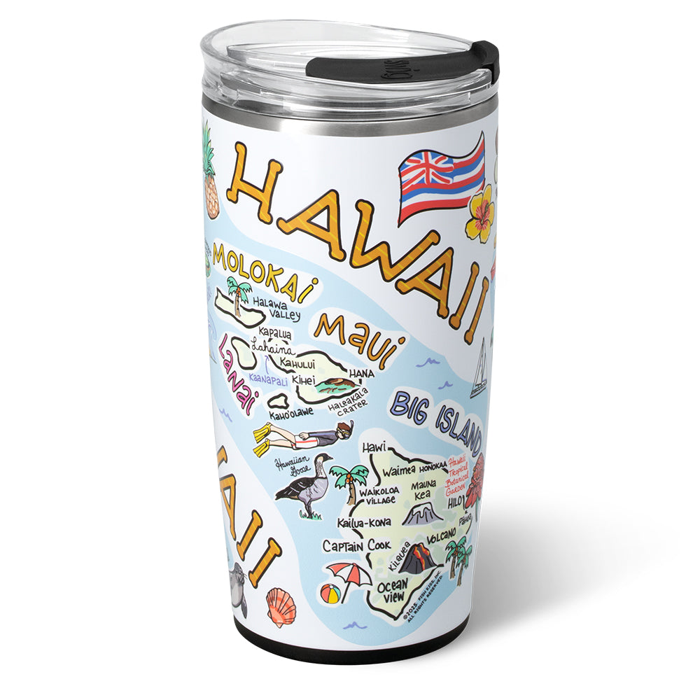 22oz Insulated Hawaii Tumbler with Lid & Straw - Double Wall Vacuum Stainless Steel Travel Mug for Hot & Cold Drinks - Perfect for Beach, Office, and Outdoor Adventures