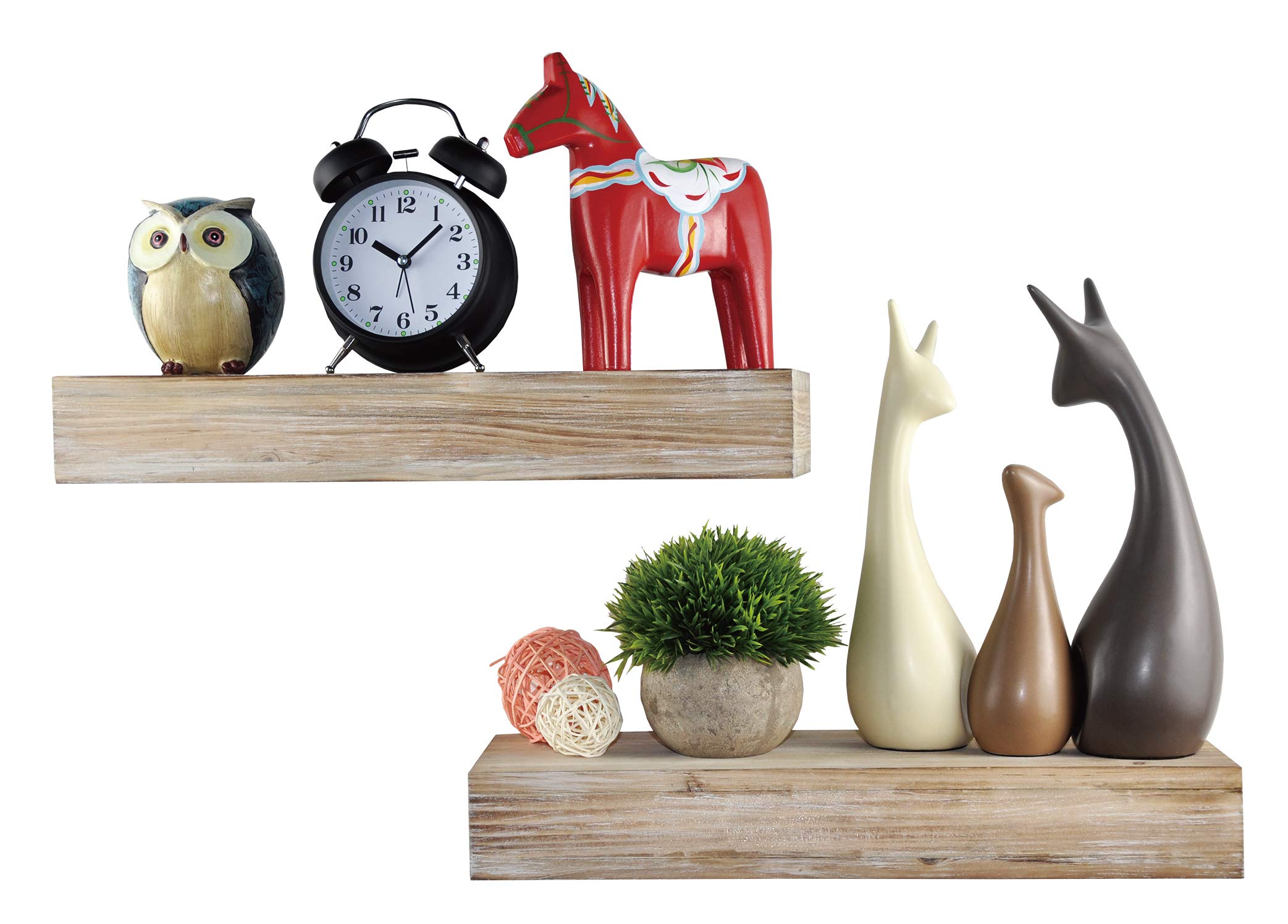 Spiretro Set of 2 Floating Wall Shelves - 16.5 Inch Rustic Grey Wooden Ledge Shelves for Home Decor, Bathroom & Kitchen Storage - Perfect for Displaying Photos, Trophies & Organizing Small Items - Space Saving Solution for Modern Living Rooms, Bedrooms & Office Spaces