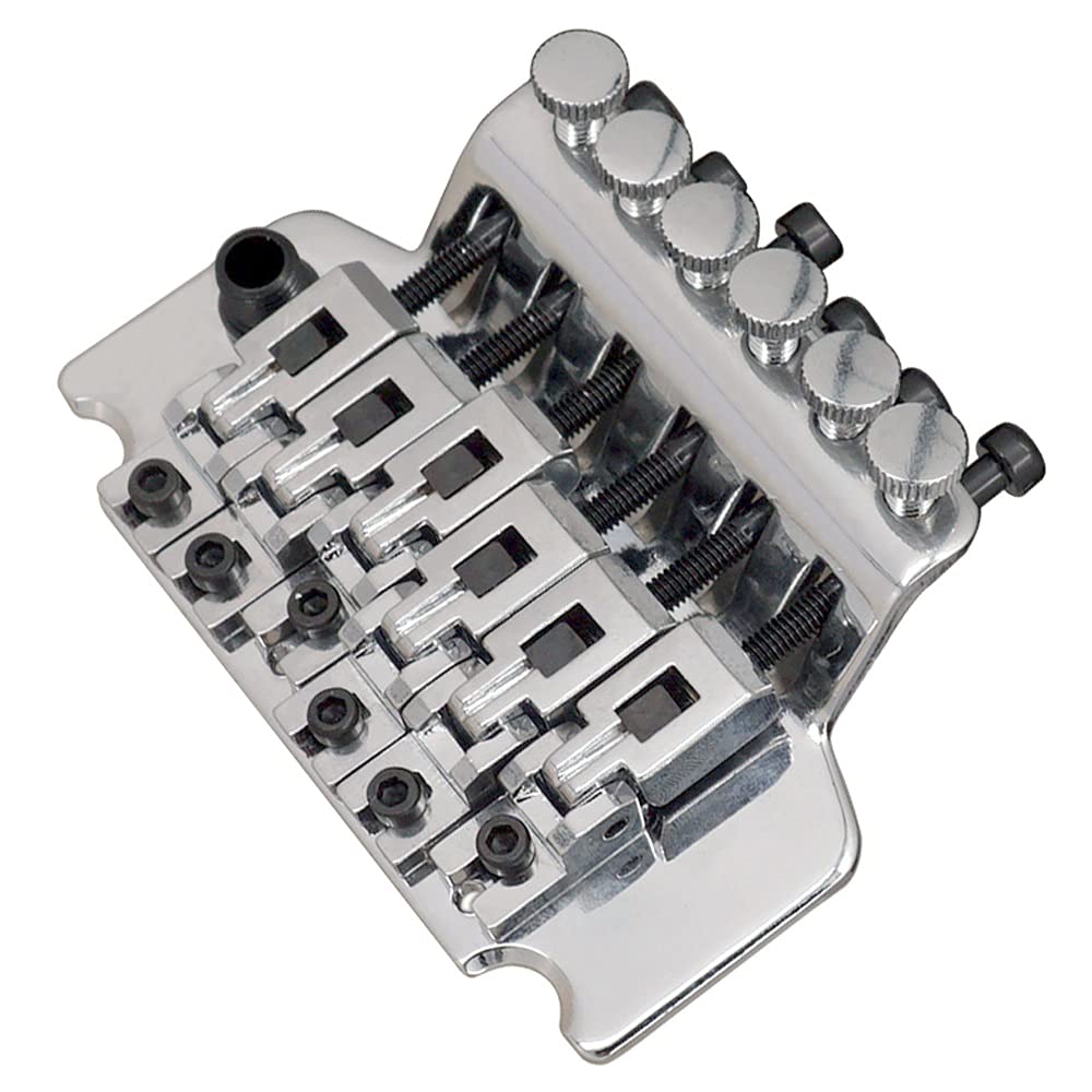 Premium 6-String Electric Guitar Tremolo Bridge System - Double Roll Tailpiece & Saddle, Zinc Alloy Replacement Part (Silver) | Perfect for Guitar Upgrades, Repairs & Professional Performances