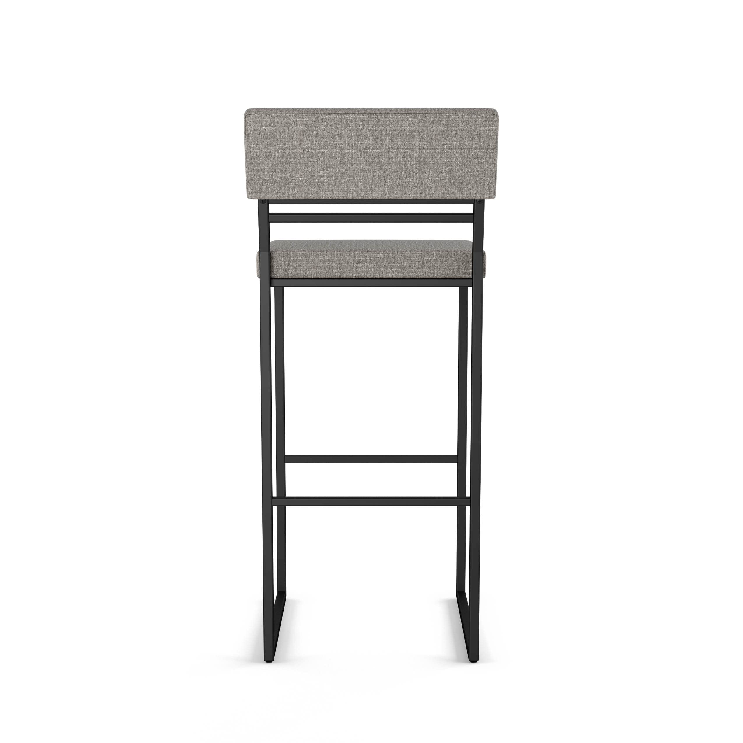 Amisco Everly 30 Inch Bar Stool - Silver Grey Polyester Upholstery with Black Metal Frame - Perfect for Kitchen Islands, Breakfast Bars & Home Decor
