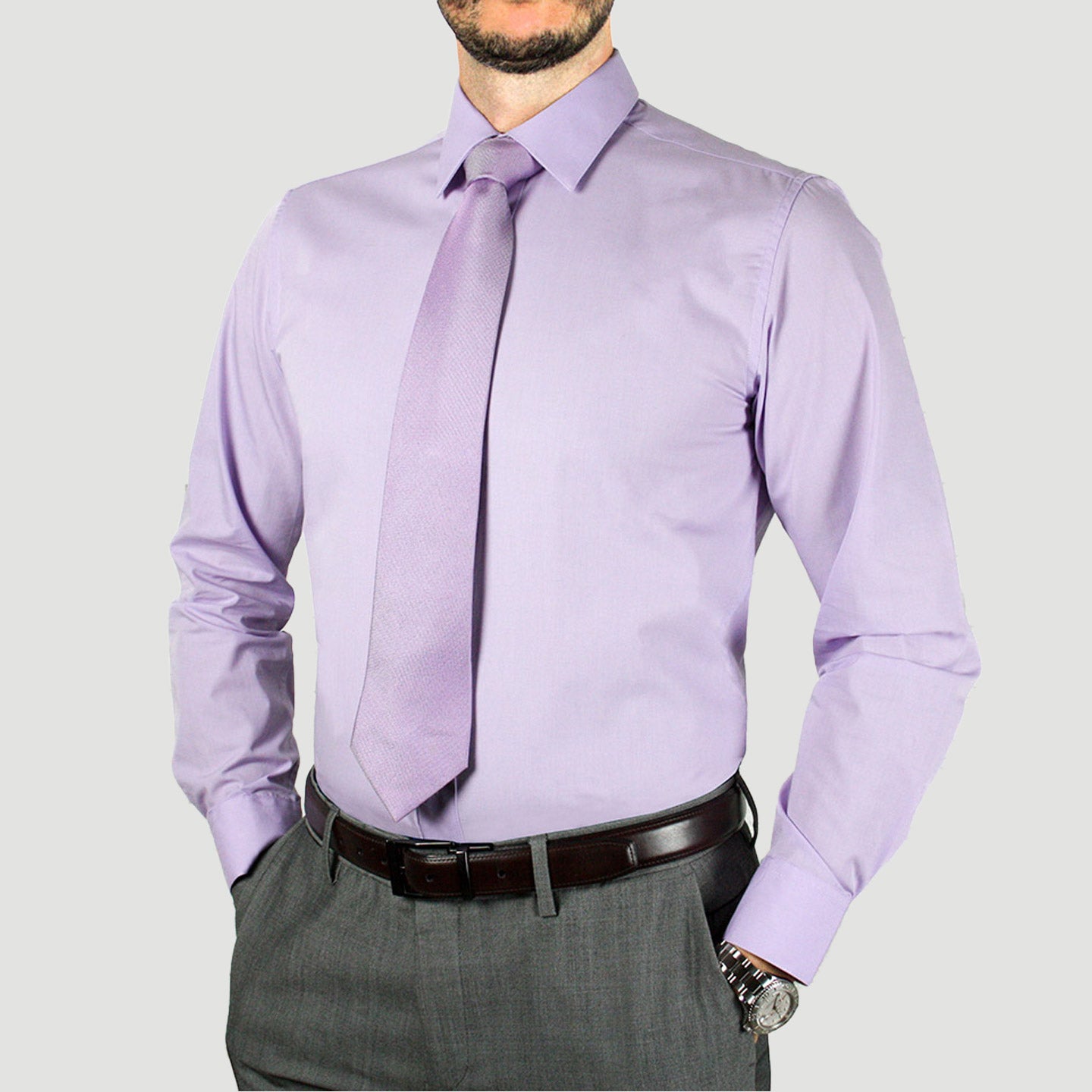 ARTURO Modern Fit Long Sleeve Lilac Dress Shirt for Men - Business Casual & Formal Office Wear - Premium Cotton Button Down Shirt for Work, Interviews & Special Occasions