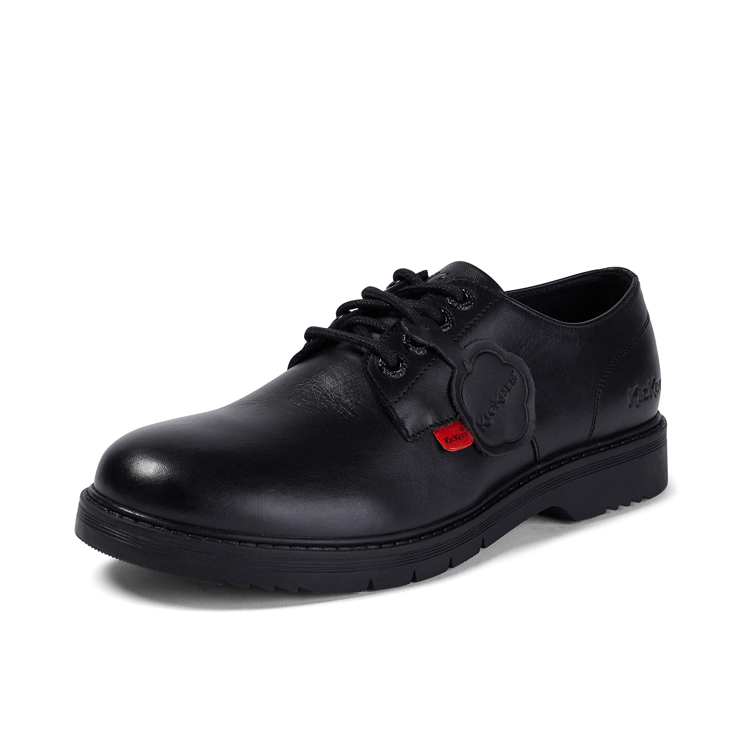 Kickers Men's Finley Lo School Uniform Shoe - Comfortable Black Leather Sneakers for Boys & Teens - Perfect for School, Uniform Dress Code & Casual Wear