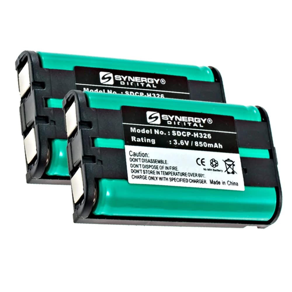 Synergy Digital Cordless Phone Batteries (2-Pack) - Ni-MH 3.6V 850mAh Replacement Batteries for Panasonic KX-TG5433 Cordless Phones | Long-Lasting Power for Home & Office Use