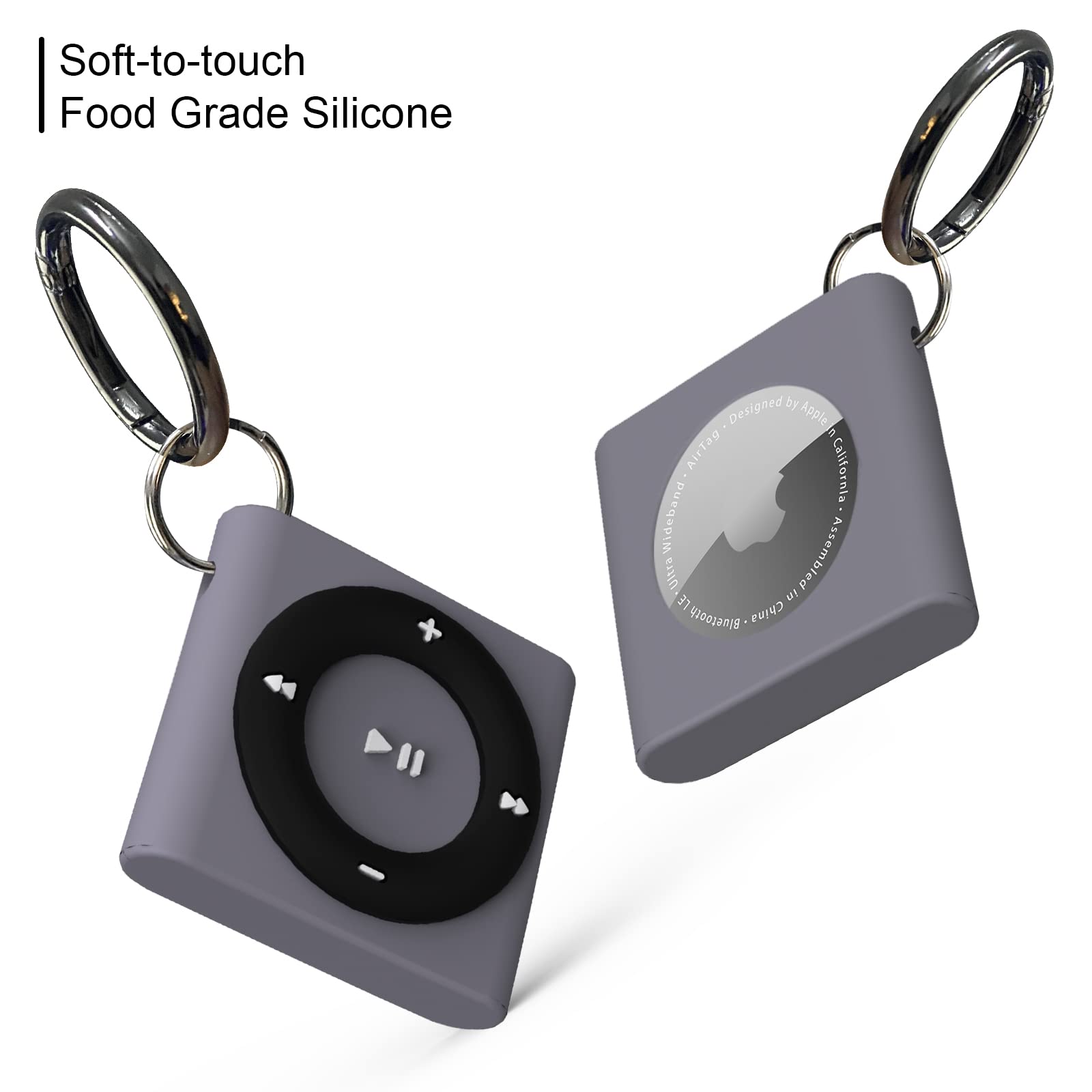 Anti-Scratch Silicone AirTag Case for Pets, Keys & Luggage - Dark Grey