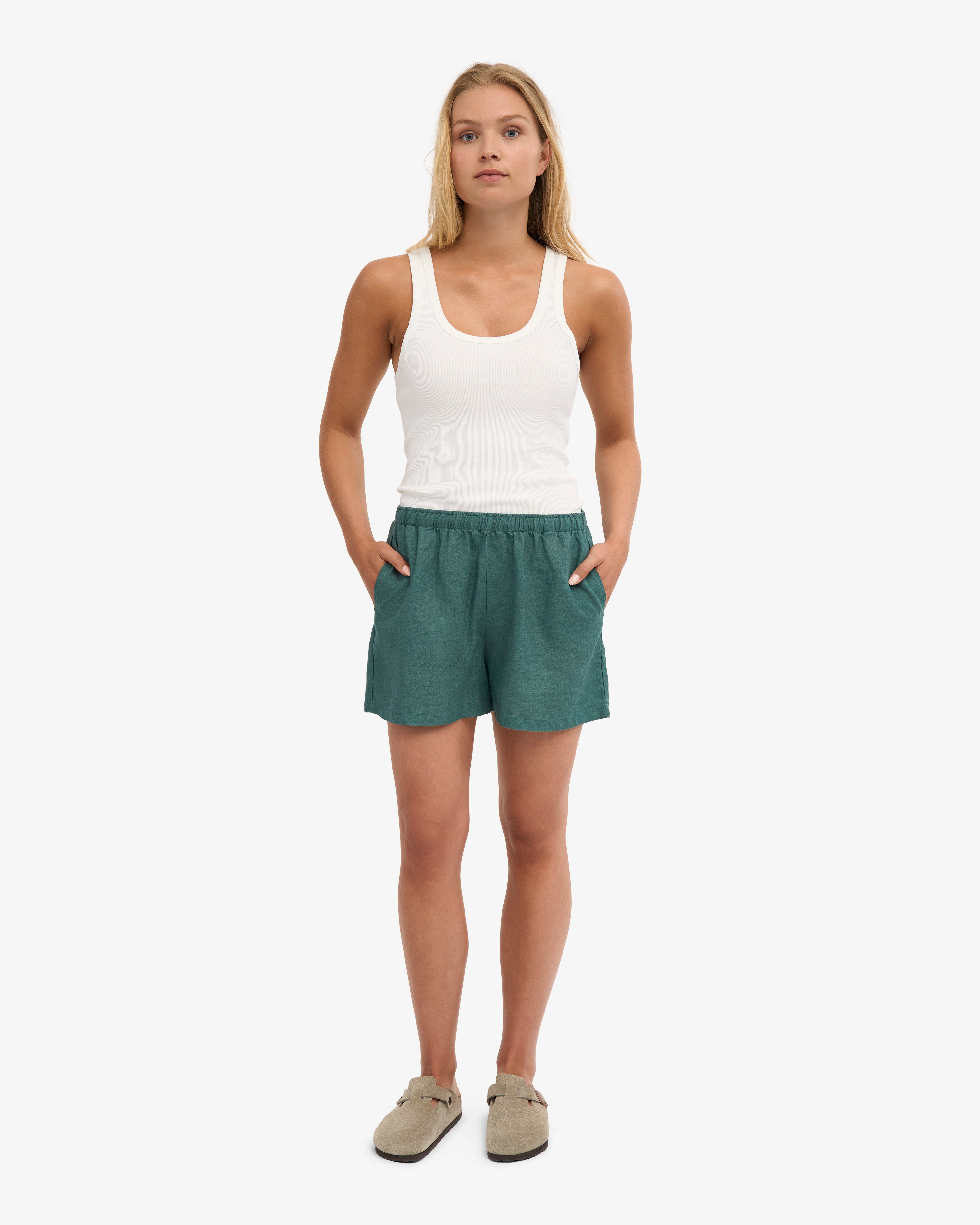 Breathable Linen Shorts for Women - Comfortable & Stylish Ocean Green Summer Shorts | Perfect for Beach, Vacation & Casual Outings