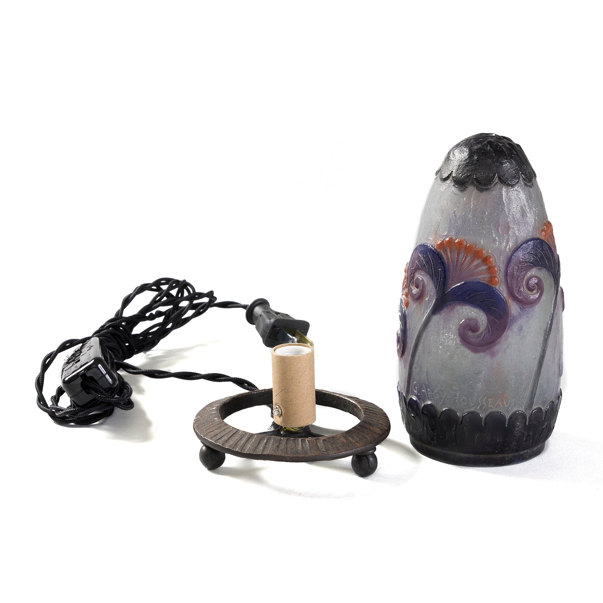 Gabriel Argy Rousseau Pâte de Verre Papyrus Night Light - Handmade Glass Table Lamp for Bedroom, Nursery & Home Decor - Perfect Night Light for Kids Room, Reading Corner & Cozy Ambiance