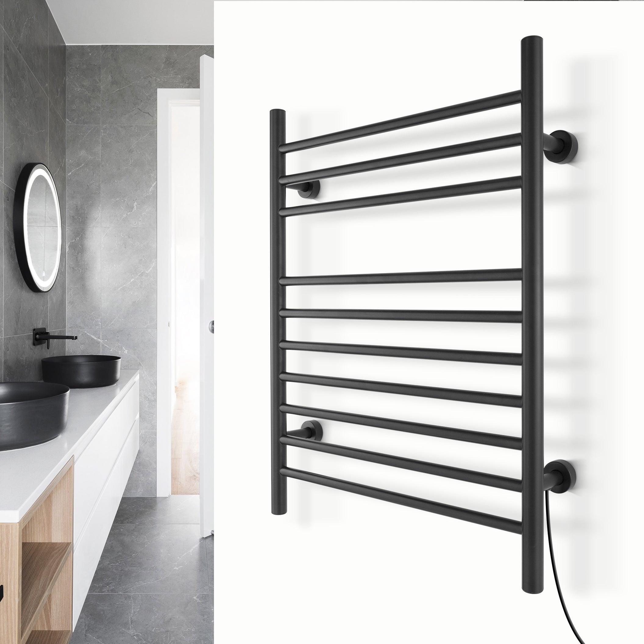 WarmlyYours Infinity Straight Dual Connect Hardwired & Plug-In Electric Towel Warmer 23.6