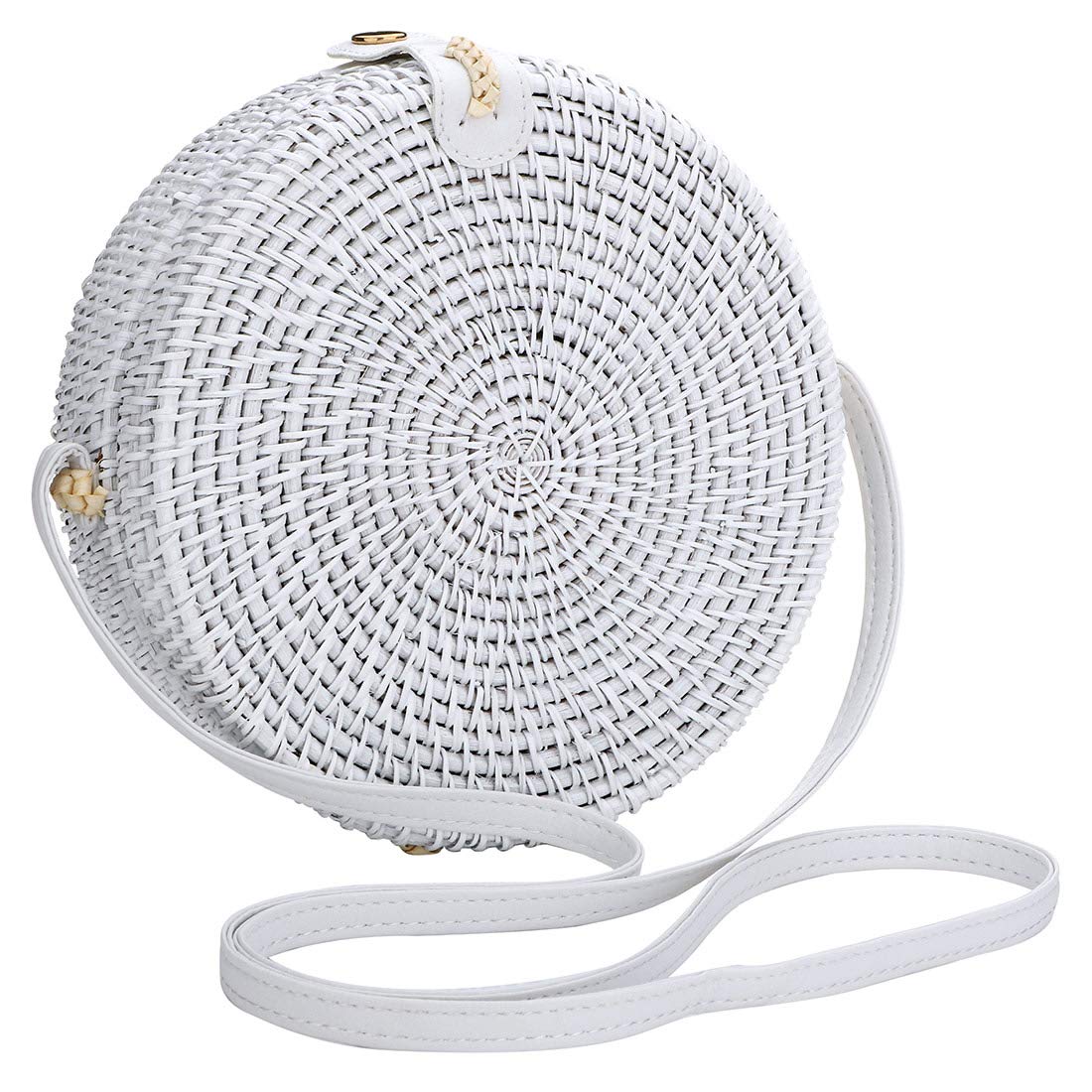 Women's Handmade Woven Rattan Shoulder Bag - Round Crossbody Purse for Beach, Summer Outfits & Boho Fashion Accessories