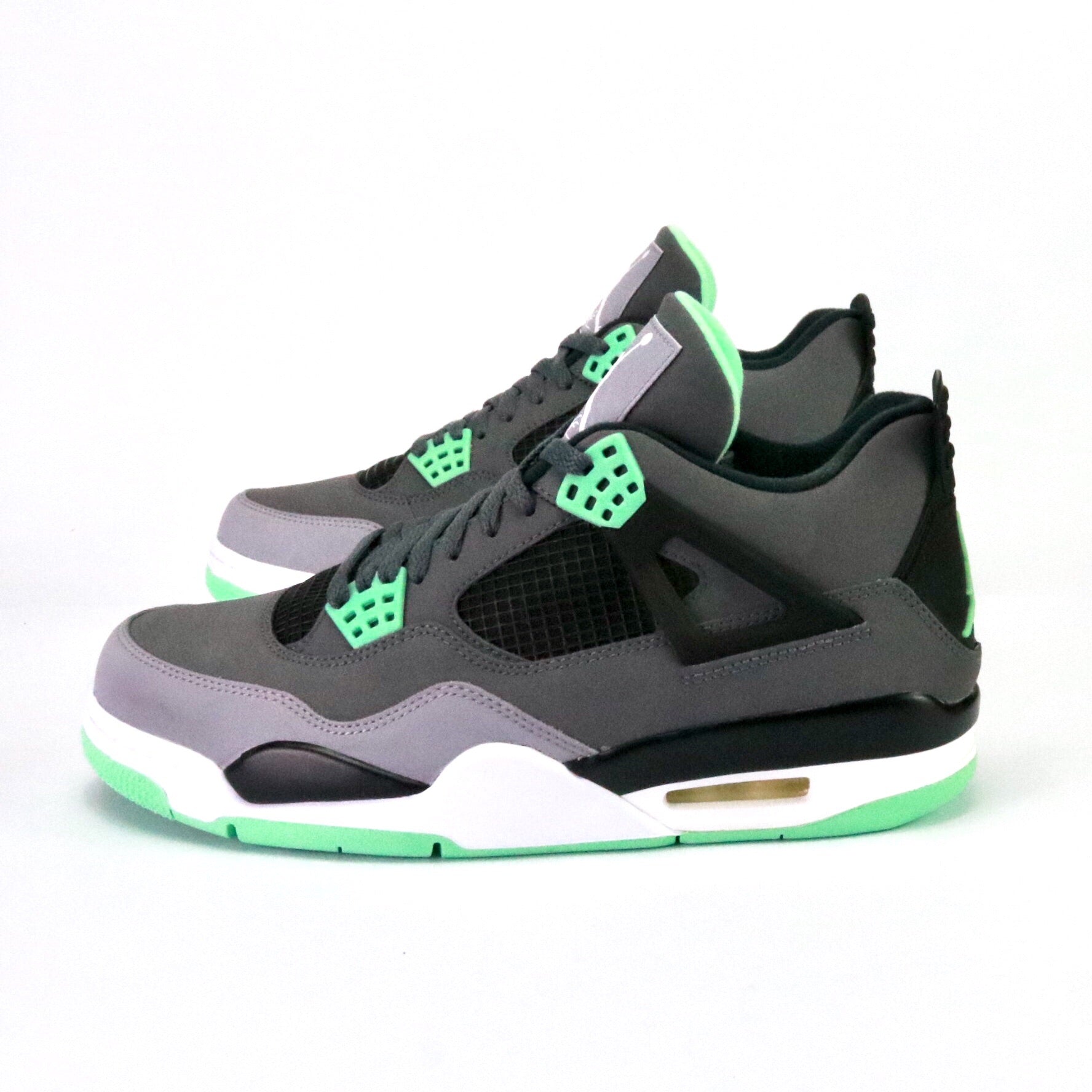 Air Jordan 4 Retro 'Green Glow' Men's Basketball Shoes - Dark Grey, Green Glow & Cement Grey Colorway - Perfect for Streetwear, Sneaker Collecting and Casual Fashion
