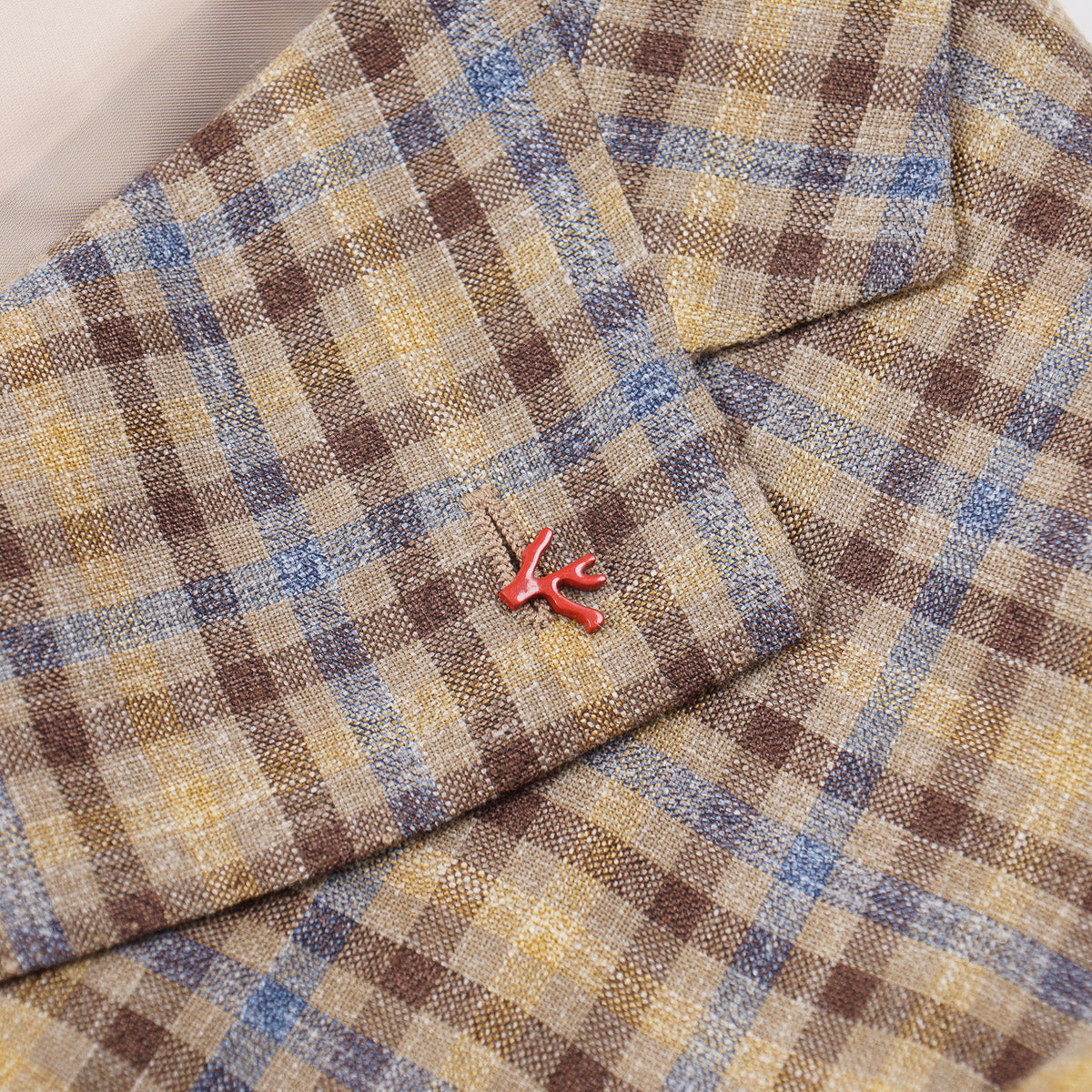 Isaia Men's Woven Wool Silk Linen Sport Coat - Premium Italian Tailored Blazer for Business & Formal Occasions