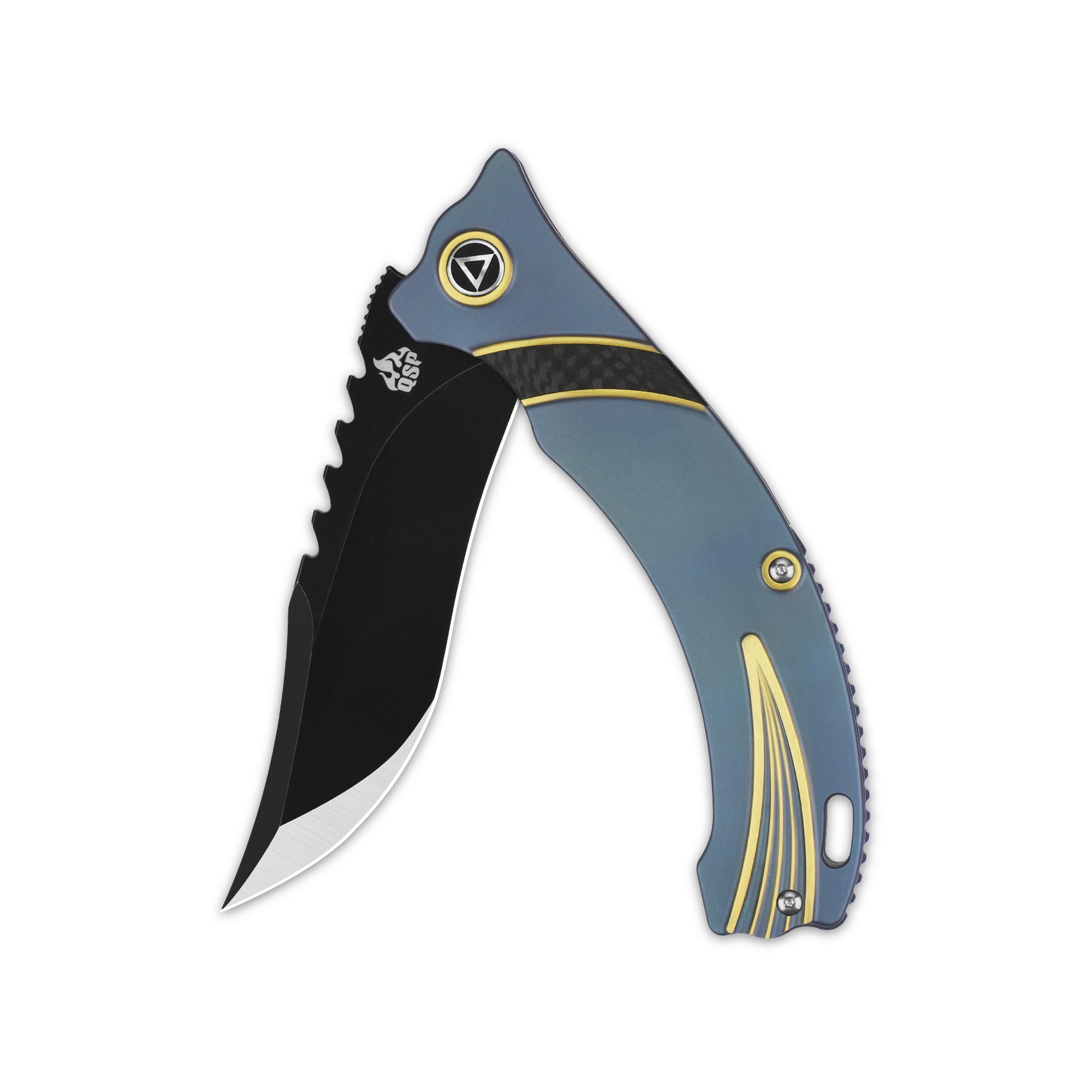 QSP Kylin Frame Lock Pocket Knife - CPM S35VN Steel Blade, Titanium Handle - EDC, Outdoor, Camping & Survival Tool