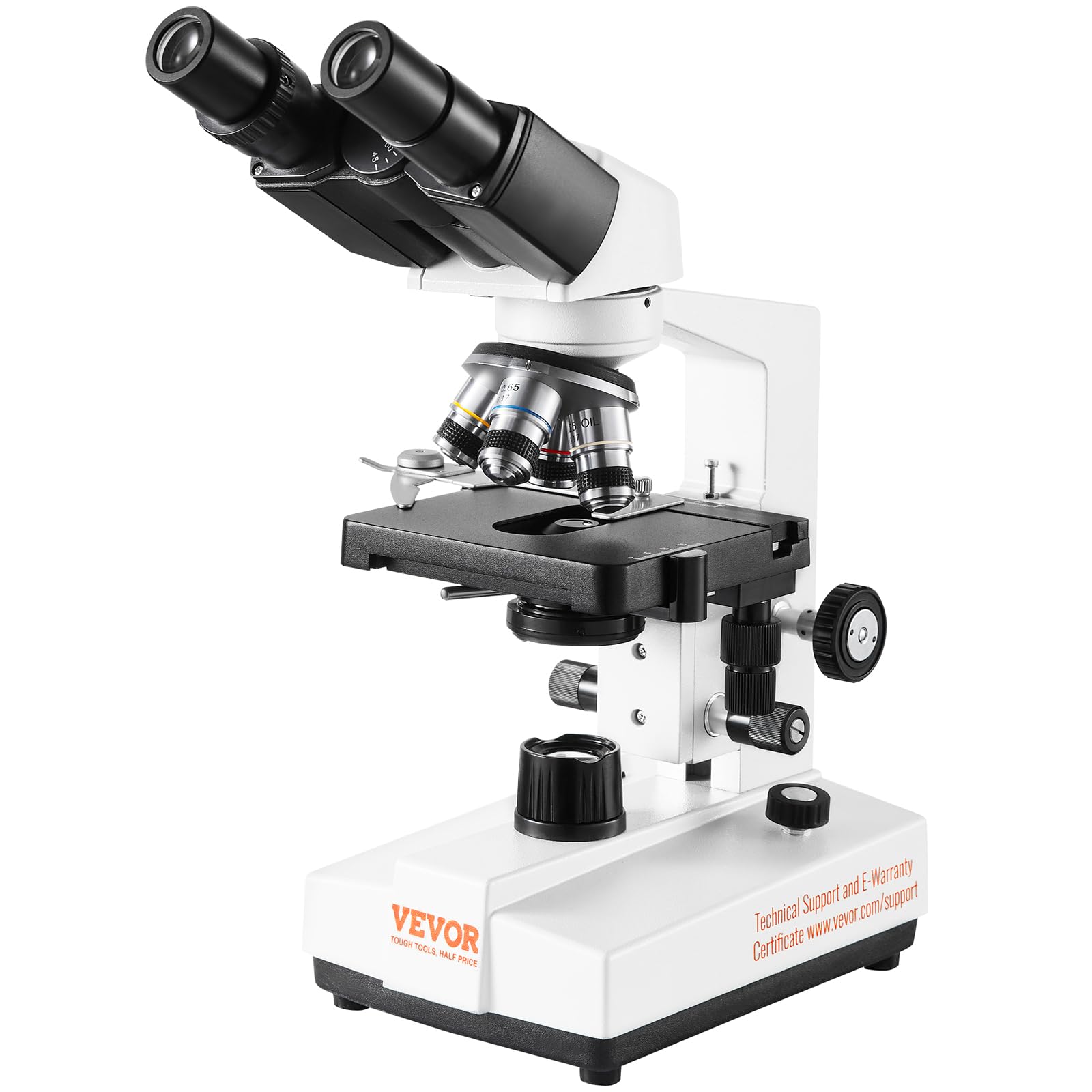 VEVOR Binocular Compound Microscope 40X-2500X Magnification, Professional Lab Microscope with LED Illumination & Phone Adapter - Ideal for Students, Adults, Home & Laboratory Use in Biology, Science Education & Research