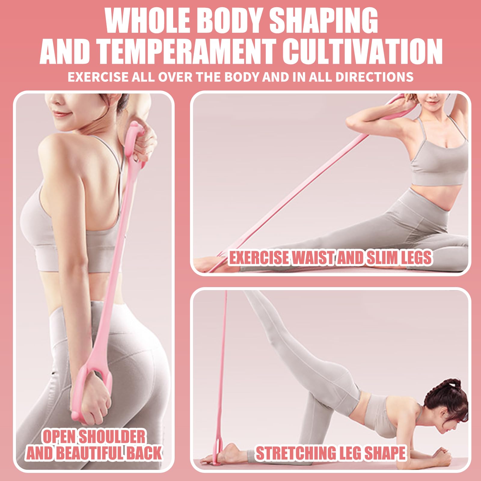 Valicaer Figure 8 Resistance Band - Fitness Elastic Bands for Arm, Back & Shoulder Workouts - Yoga, Pilates, Home Exercise & Stretching Equipment - Perfect for Strength Training, Physical Therapy & Muscle Recovery
