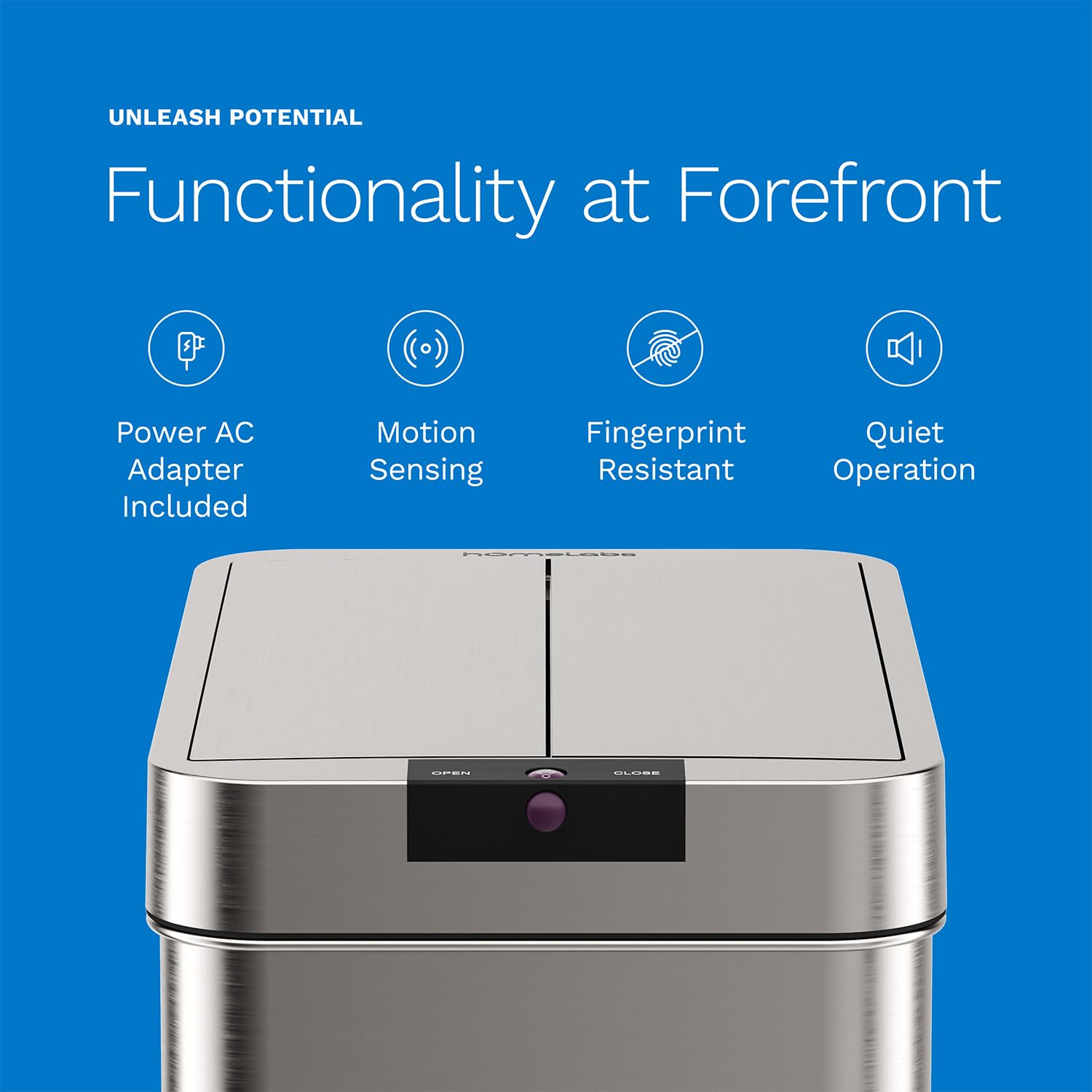 hOmeLabs 21 Gallon Automatic Trash Can for Kitchen - Stainless Steel Touchless Motion Sensor Garbage Bin with Infrared Technology & AC Adapter - Perfect for Modern Kitchens, Offices, and Restaurants