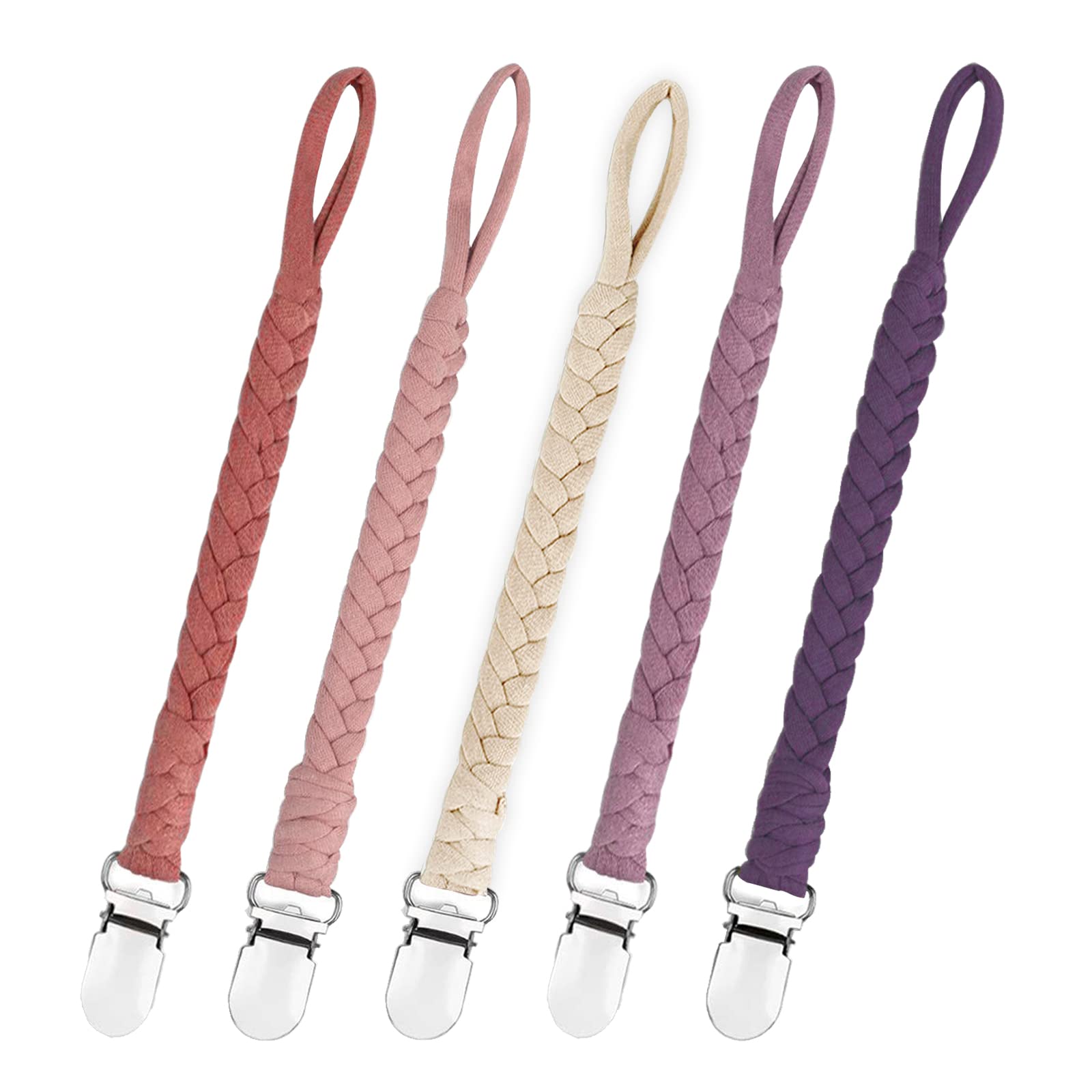Braided Pacifier Clips for Babies - Unisex Binky Clips with Teether for Gifts & Daily Use