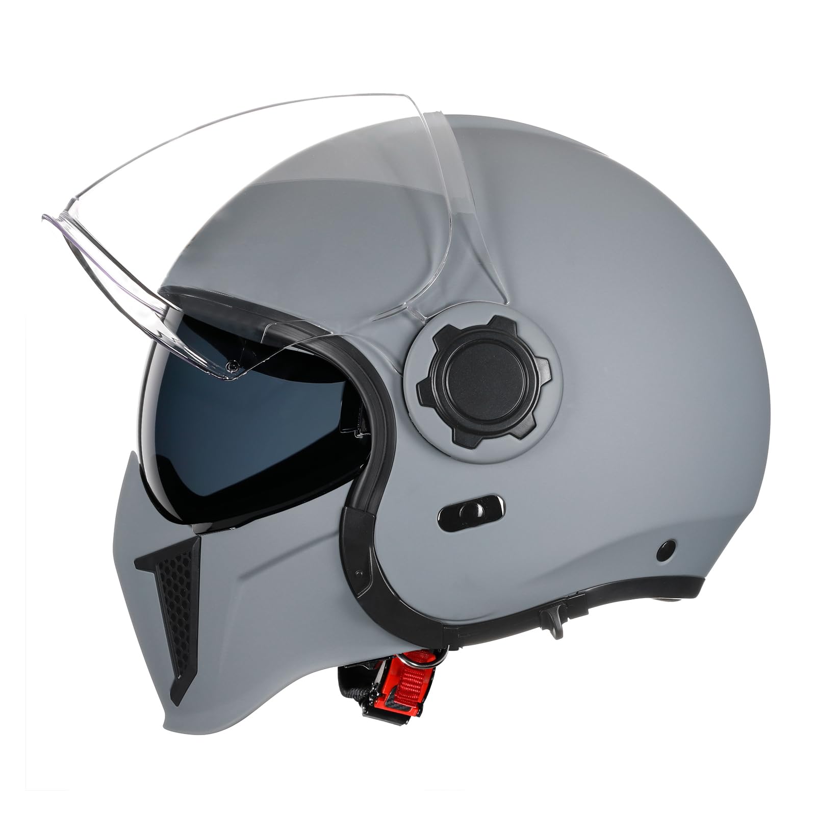 TRIANGLE DOT Approved Full Face Motorcycle Helmet for Men & Women - Off-Road Motocross Helmet with Dual Visor & Internal Tinted Sunshield - Open Face 3/4 Adult Racing Helmet (Gray, S) - Perfect for Street Riding, Dirt Biking & Racing Adventures