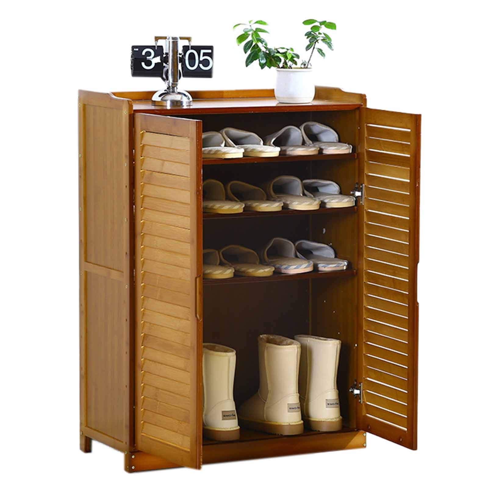 Large 2-Door Shoe Storage Cabinet with Adjustable Shelf - Waterproof Wooden Shoe Organizer Tower for Entryway, Bedroom & Bathroom - Perfect for Small Spaces & Home Organization (Style-1)