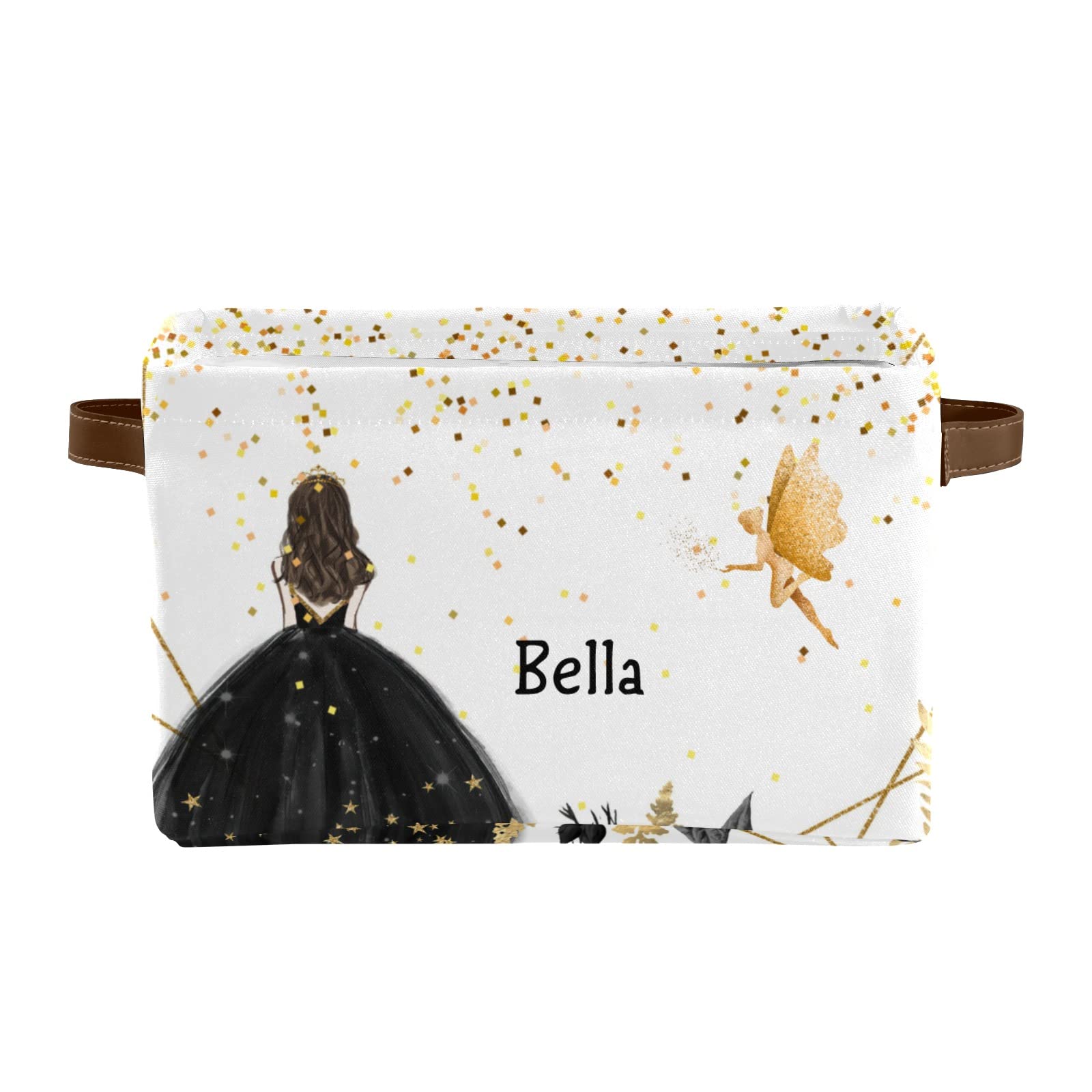 Personalized Black Gold Floral Storage Baskets with Custom Name - 4 Pack Rectangular Home Organization Bins for Kitchen, Bathroom, Nursery & Living Room Storage