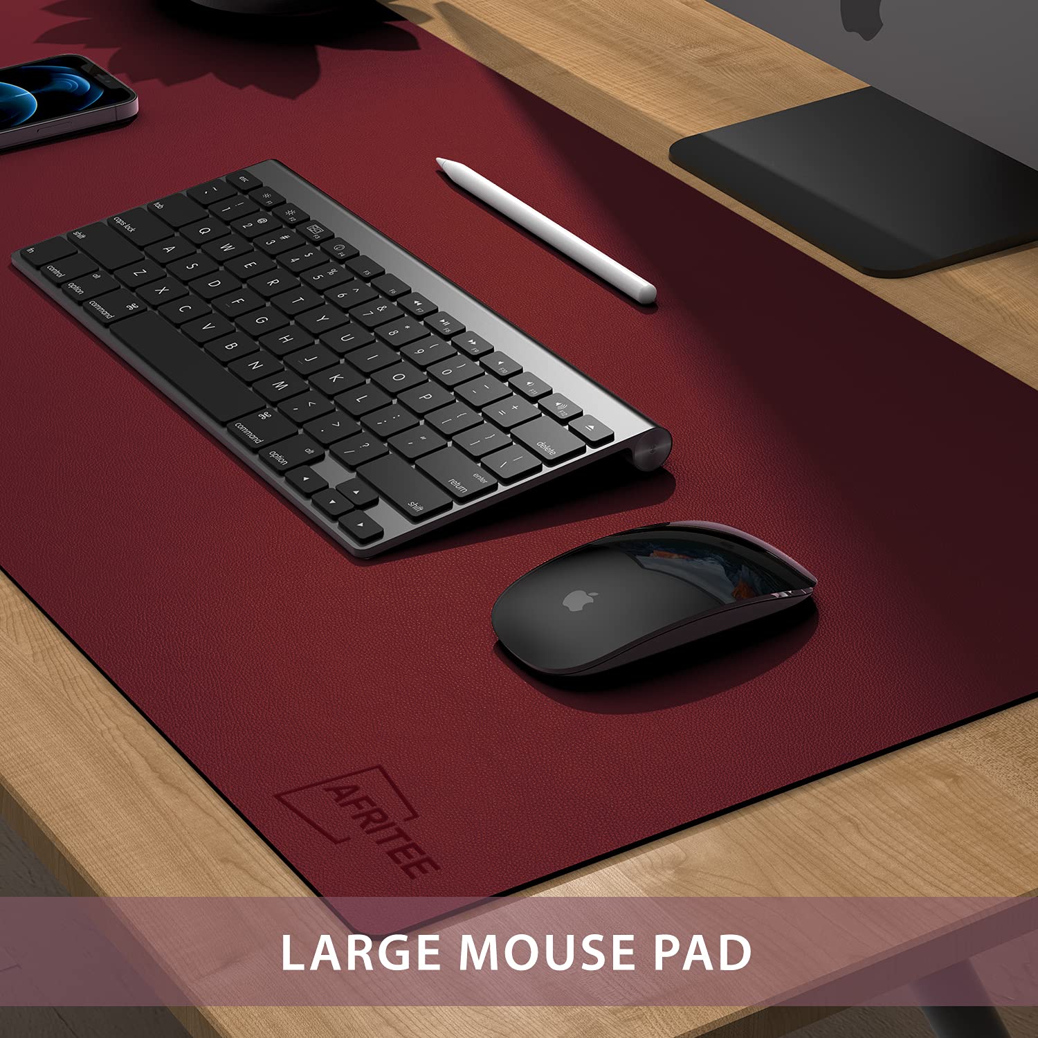 AFRITEE Ultra Thin Waterproof PU Leather Desk Pad - Multifunctional Office Writing Mat & Mouse Pad for Home & Work (23.6
