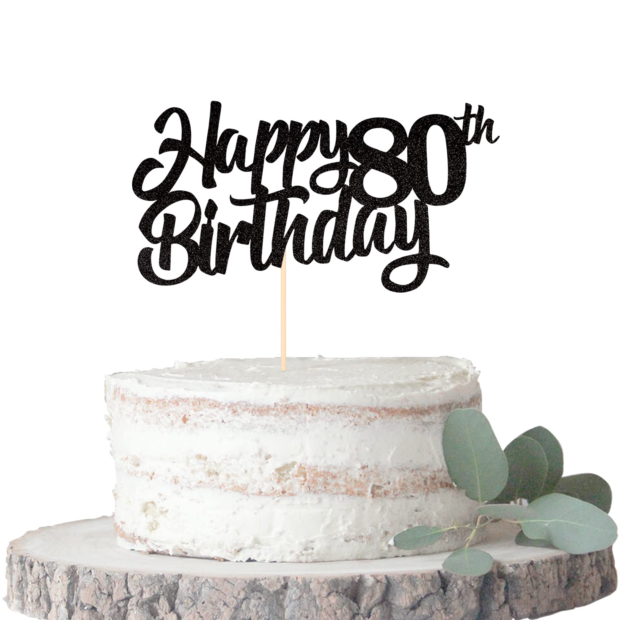 1 Pack Glitter 80th Birthday Cake Topper - Cheers to 80 Years Cake Decorations for 80th Birthday Party Supplies (Black) | Perfect for Milestone Celebrations, Retirement Parties & Golden Anniversary Decor