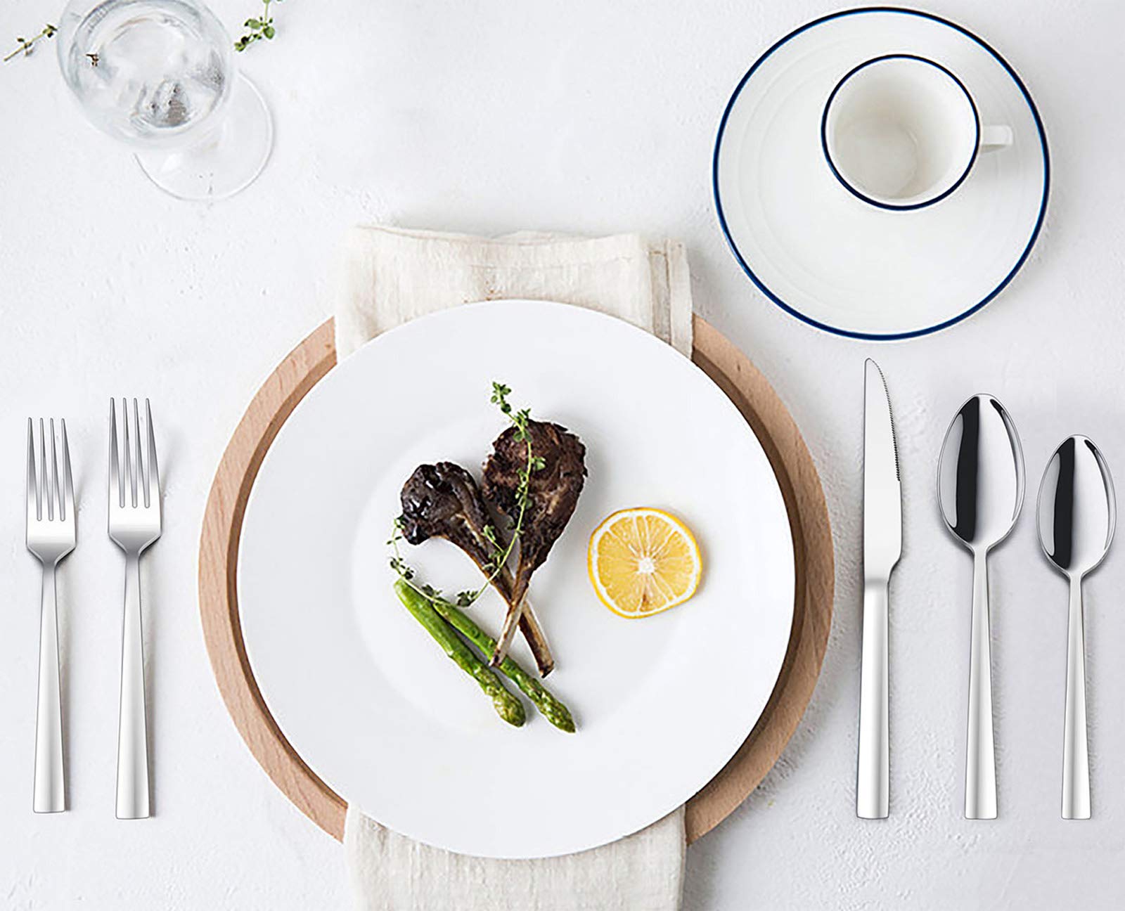 40-Piece Stainless Steel Flatware Set for 8 - Modern Silverware Cutlery Set with Square Edge & Mirror Finish - Dishwasher Safe for Home, Restaurant & Dinner Parties - Elegant Tableware for Everyday Meals, Special Occasions & Catering Events